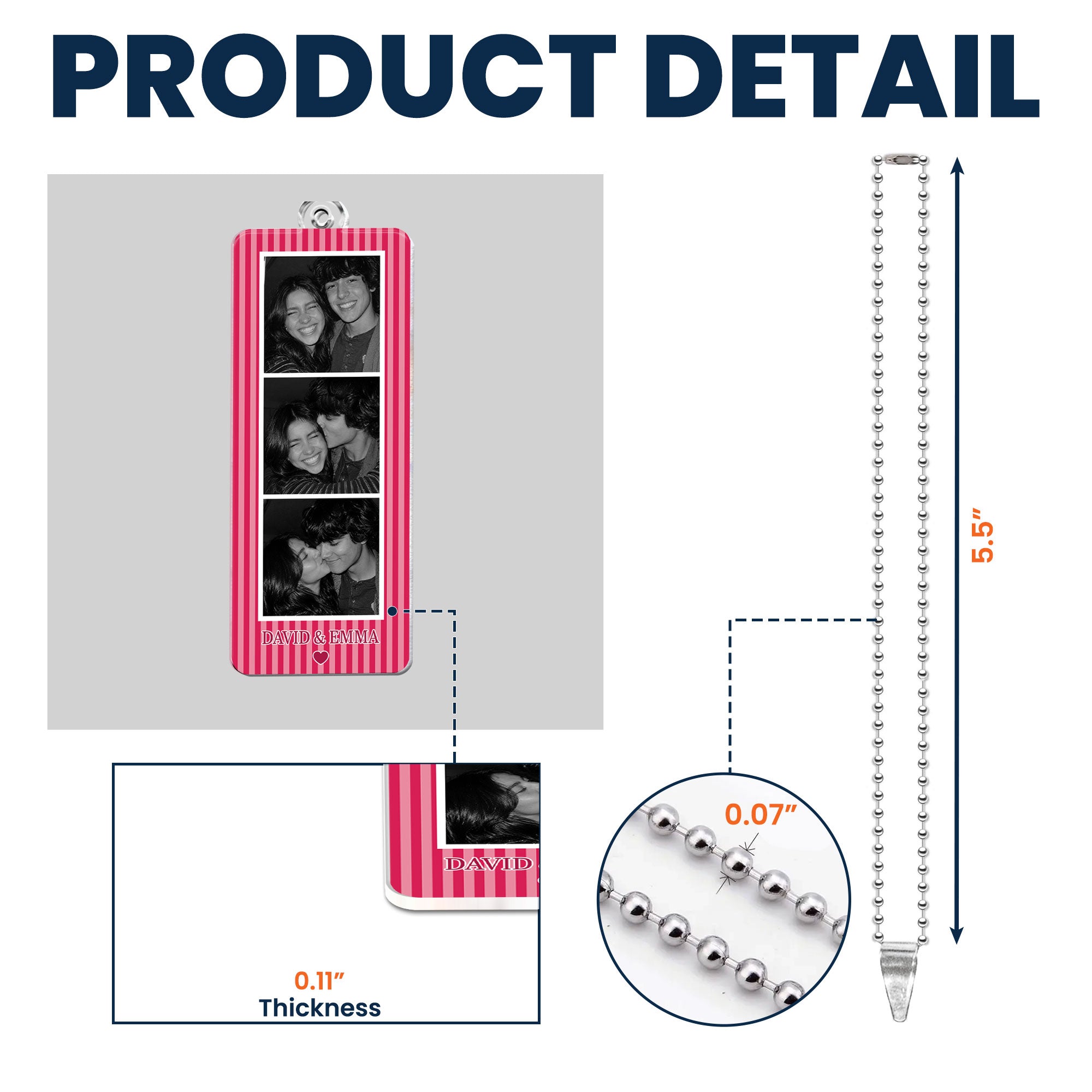 Mini Photo Booth Strip Couple - Personalized Rear View Mirror Accessory
