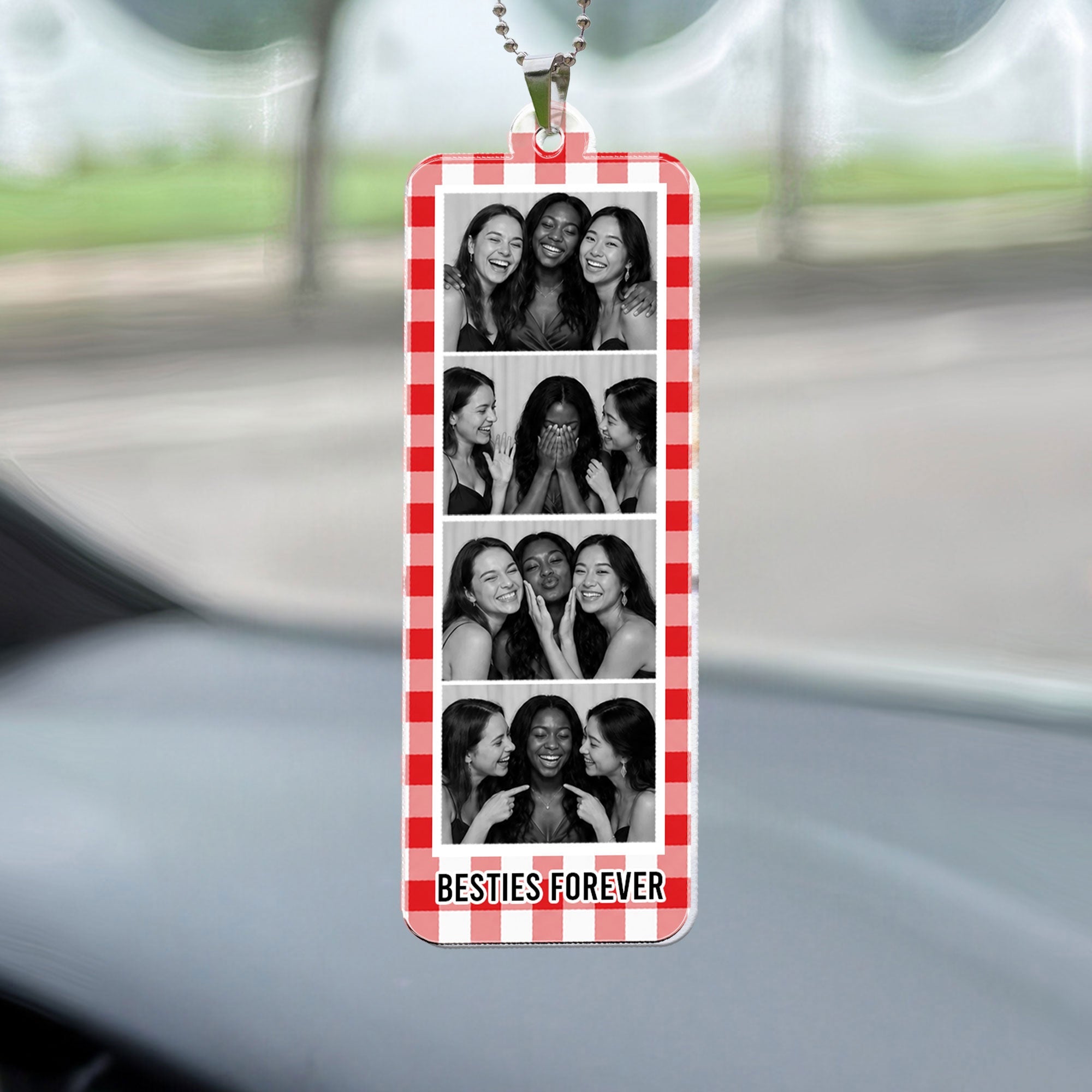 Mini Photo Booth Strip Gift For Friends - Personalized Rear View Mirror Accessory