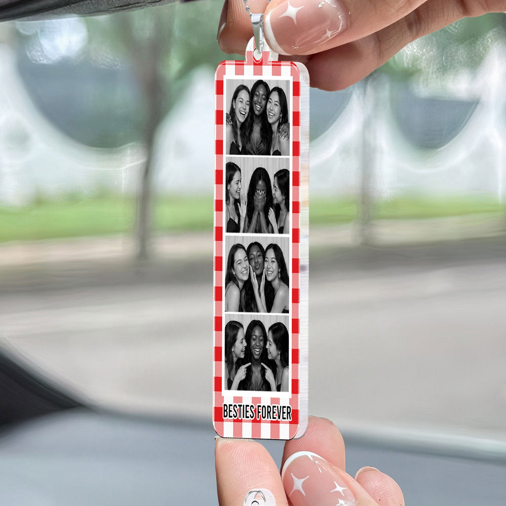 Mini Photo Booth Strip Gift For Friends - Personalized Rear View Mirror Accessory