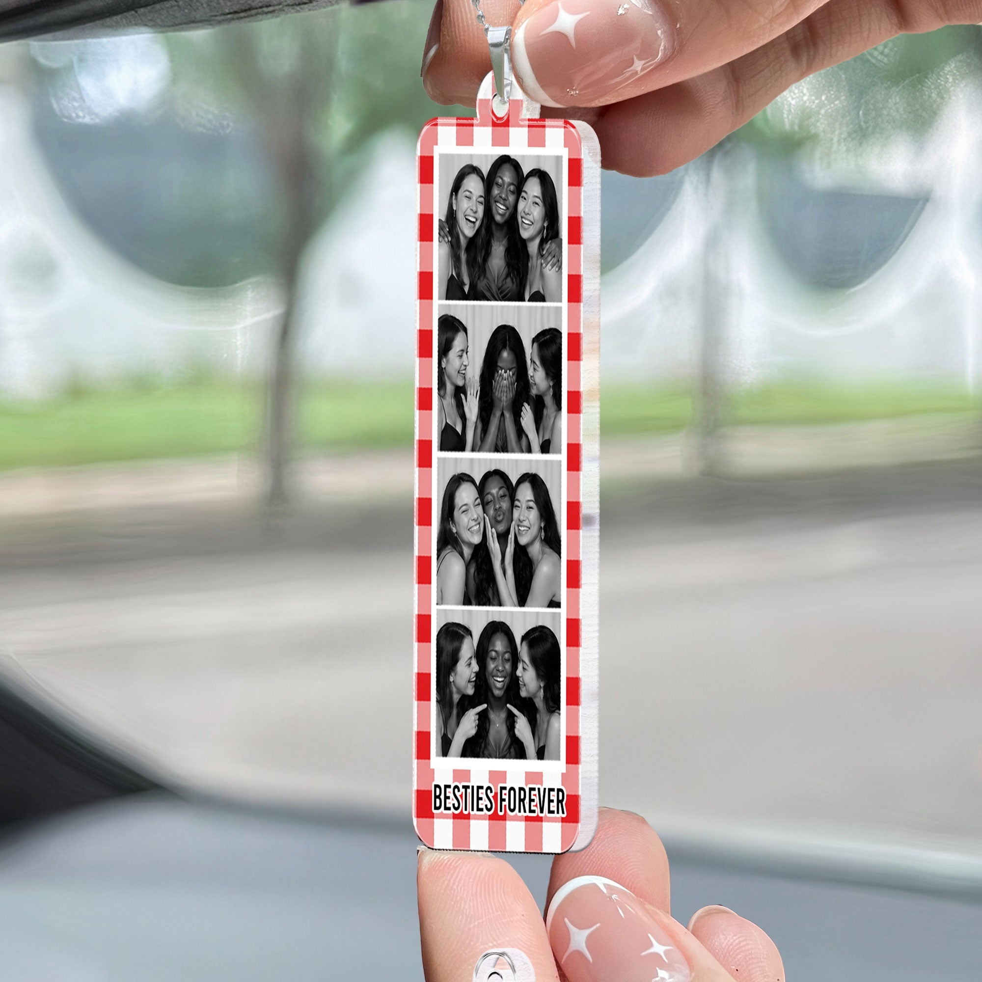 Mini Photo Booth Strip Gift For Friends - Personalized Rear View Mirror Accessory