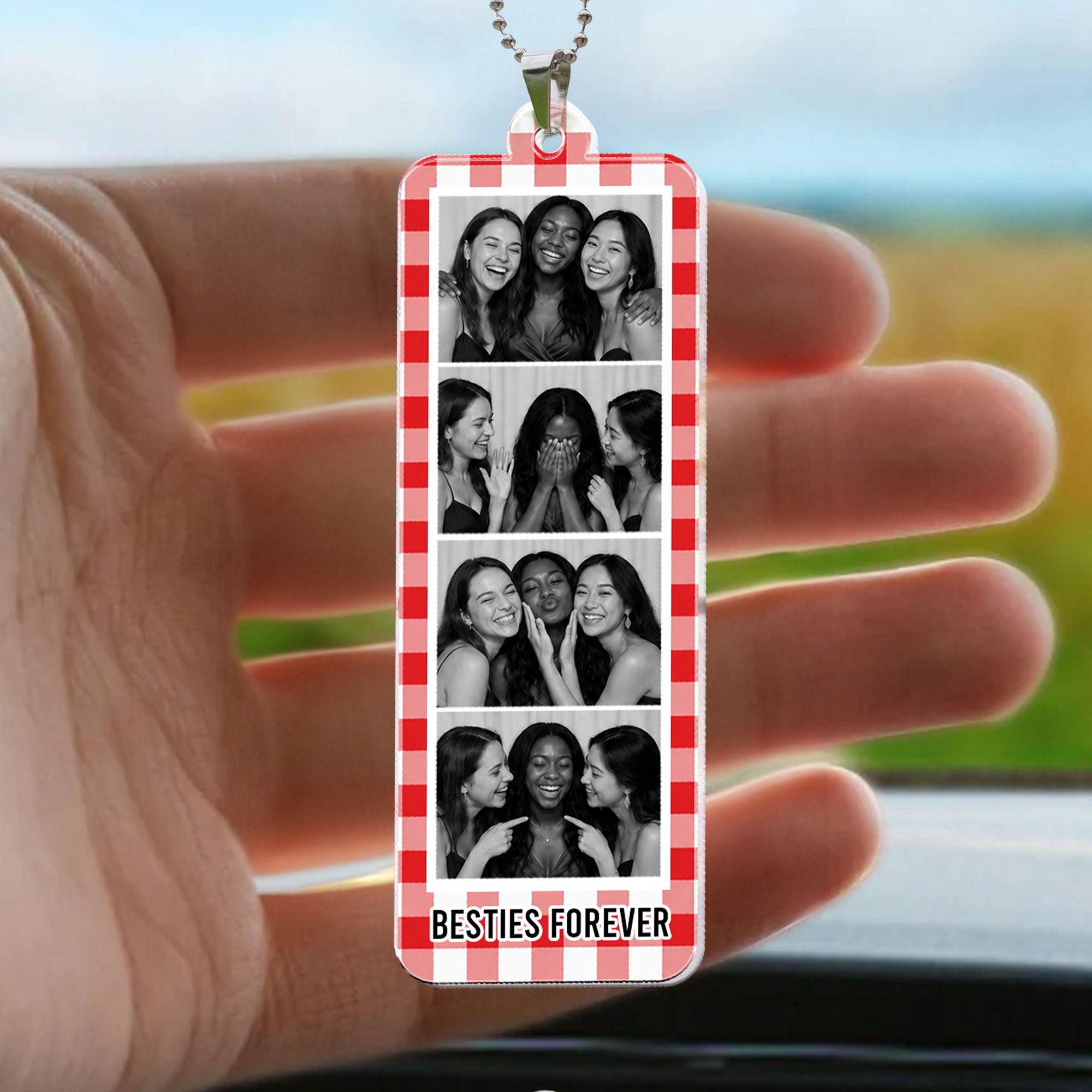 Mini Photo Booth Strip Gift For Friends - Personalized Rear View Mirror Accessory