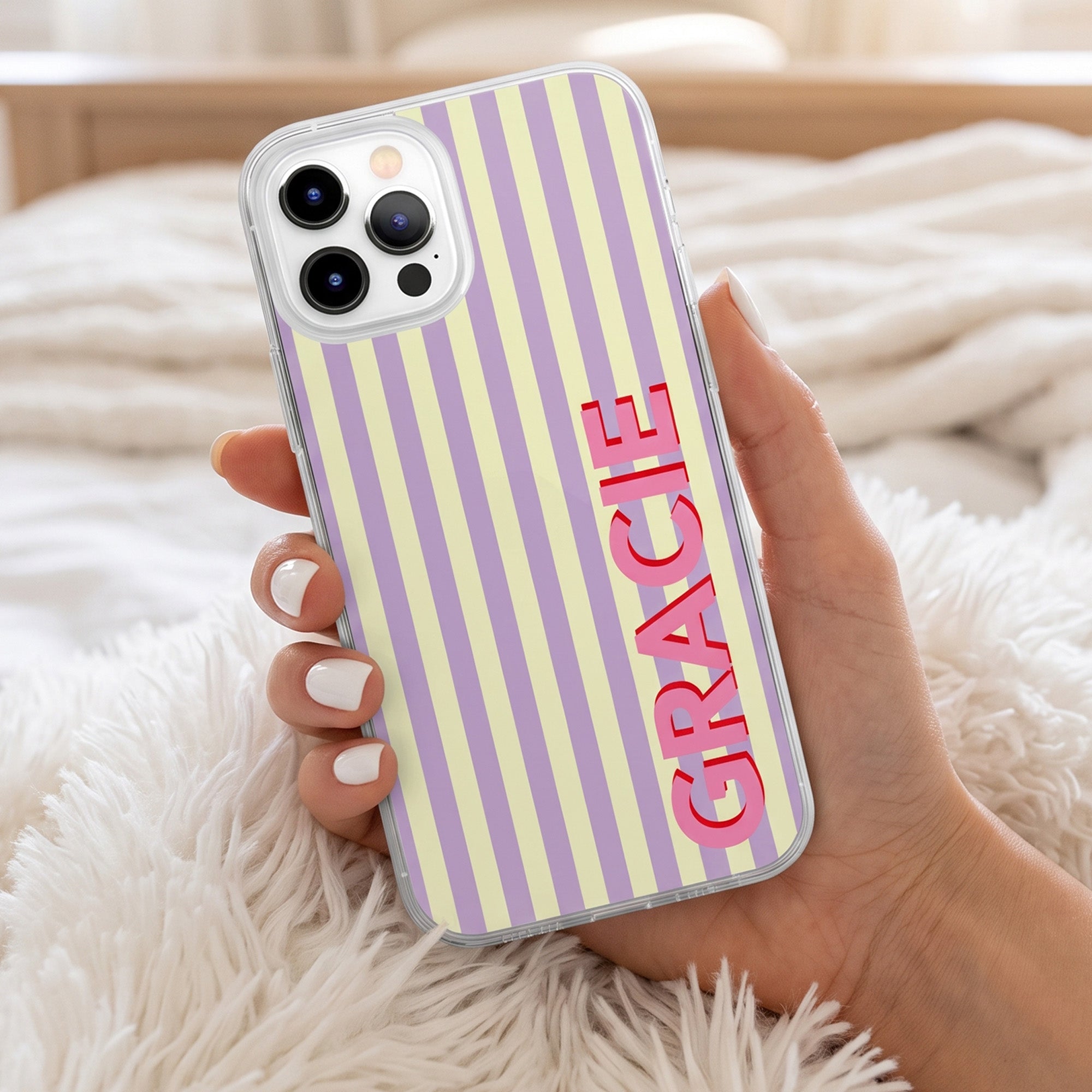 Monogram Striped - Personalized Phone Case