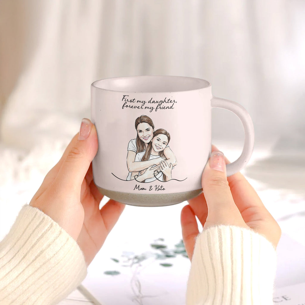 Mother & Daughter Forever Linked Together Custom Photo Watercolor - Personalized Mug