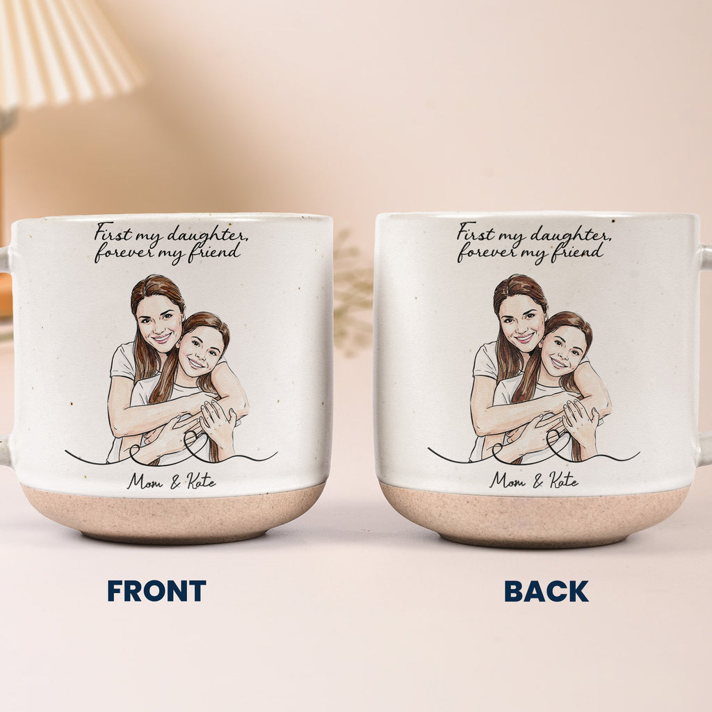 Mother & Daughter Forever Linked Together Custom Photo Watercolor - Personalized Mug