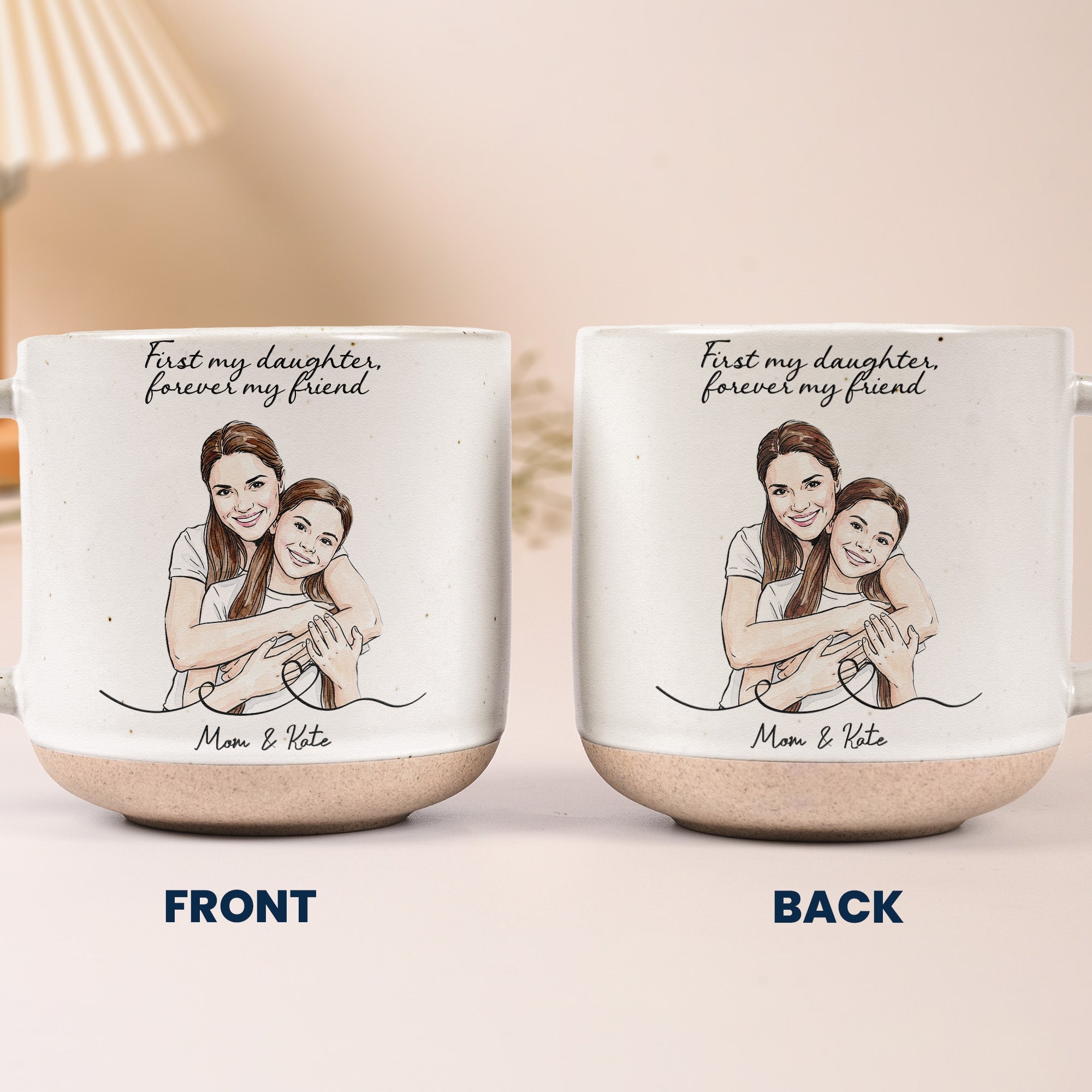 Mother & Daughter Forever Linked Together Custom Photo Watercolor - Personalized Mug