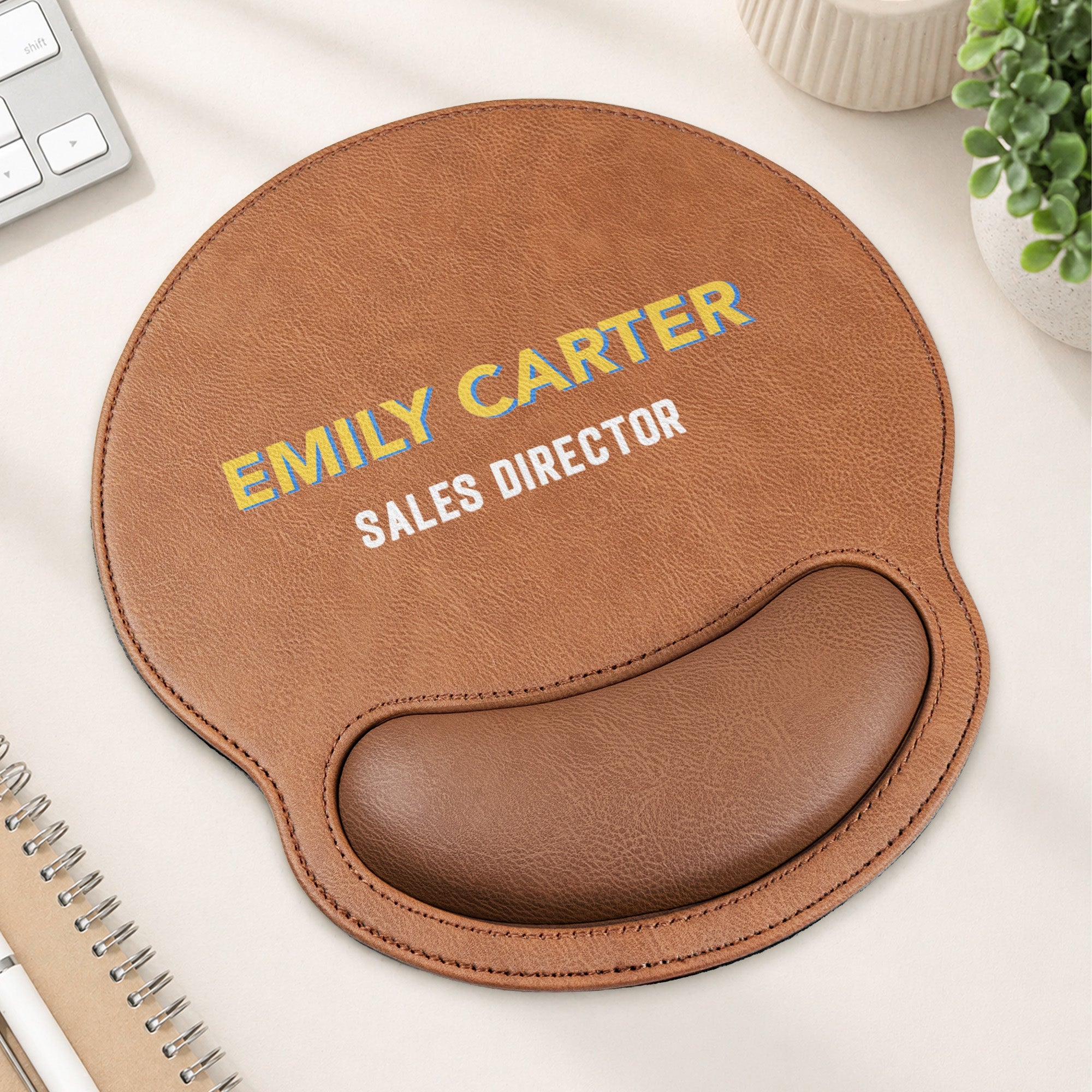 Name And Job Title Shadow Font Colorful - Personalized Mouse Pad