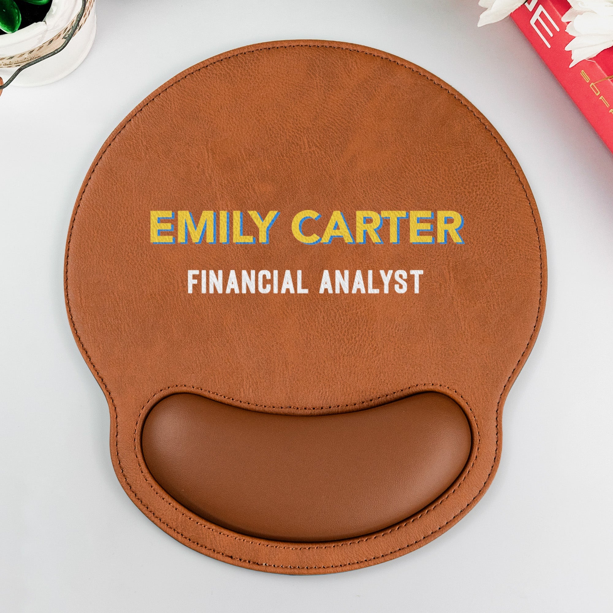 Name And Job Title Shadow Font Colorful - Personalized Mouse Pad