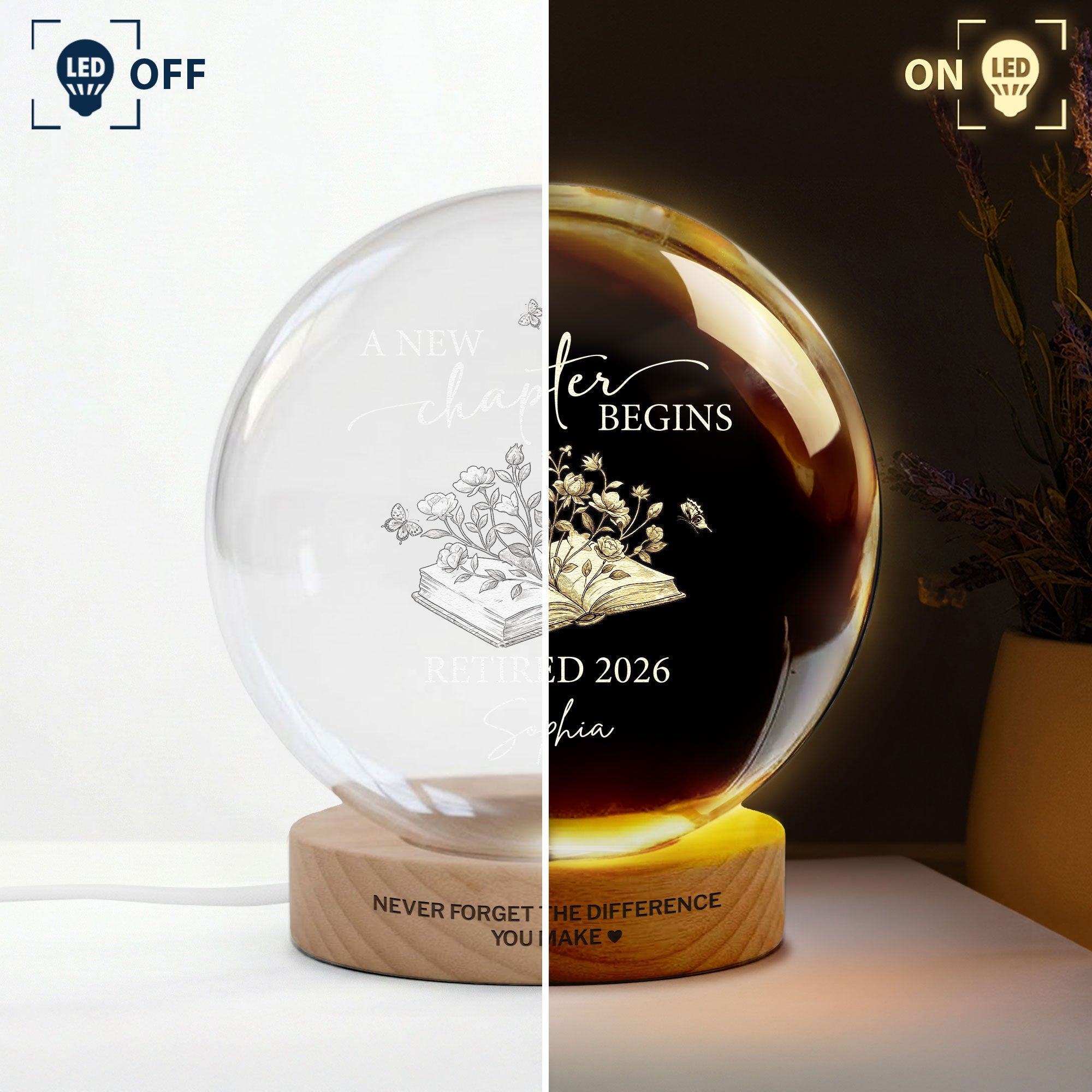 Never Forget The Difference You Make Retirement Gifts - Personalized Night Light