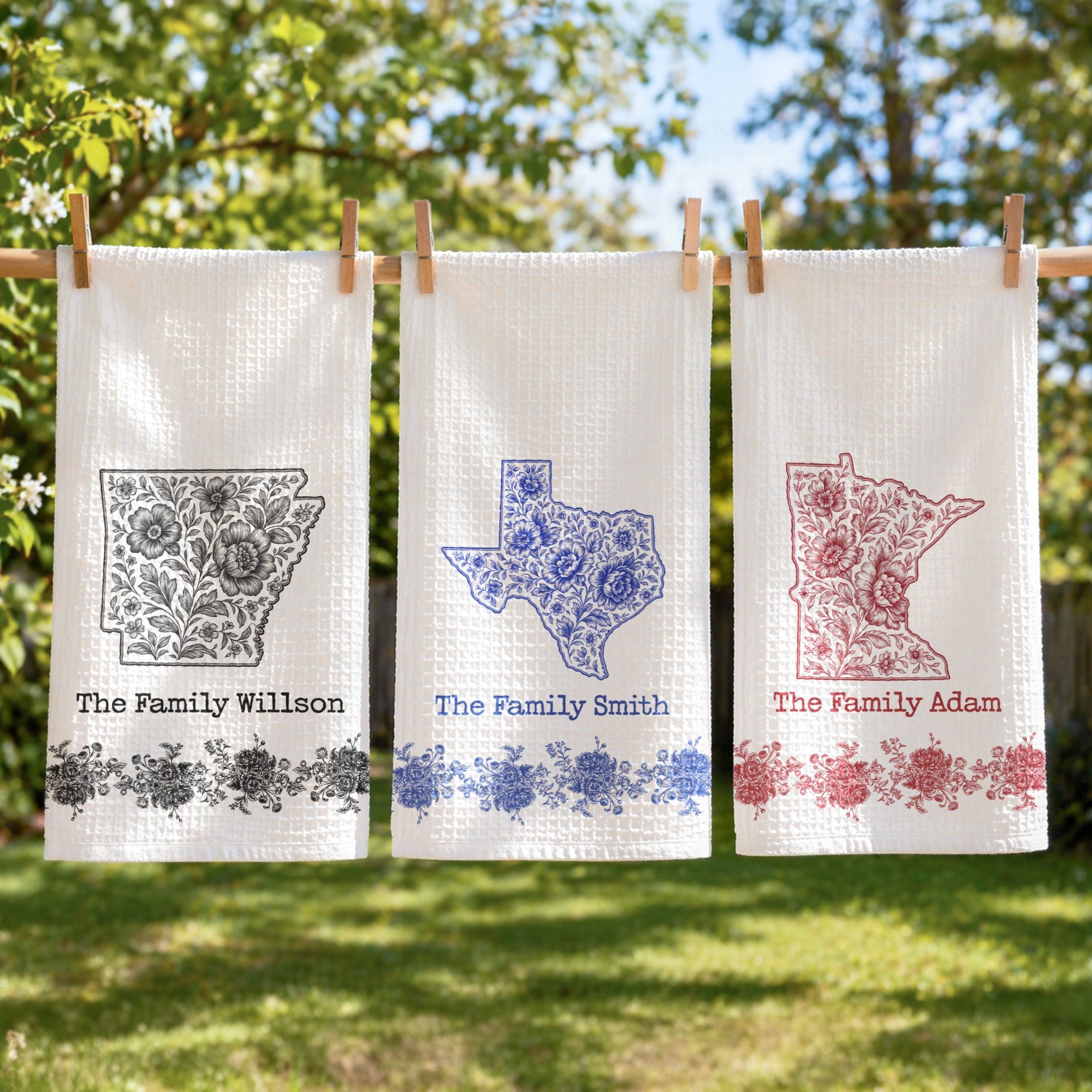 New Home Gifts US Family States - Personalized Kitchen Towel