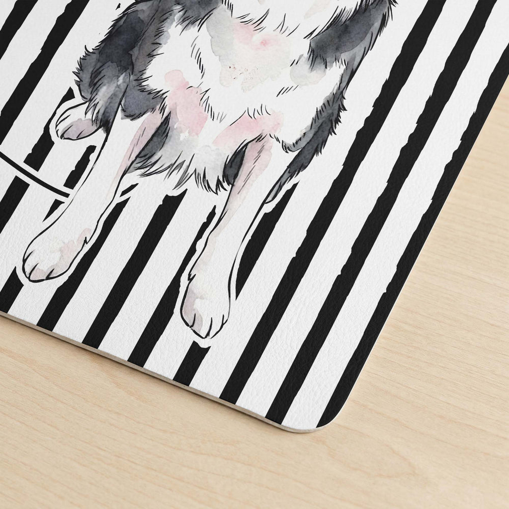 New Version Custom Pet Portrait Watecolor Striped Pattern - Personalized Desk Mat