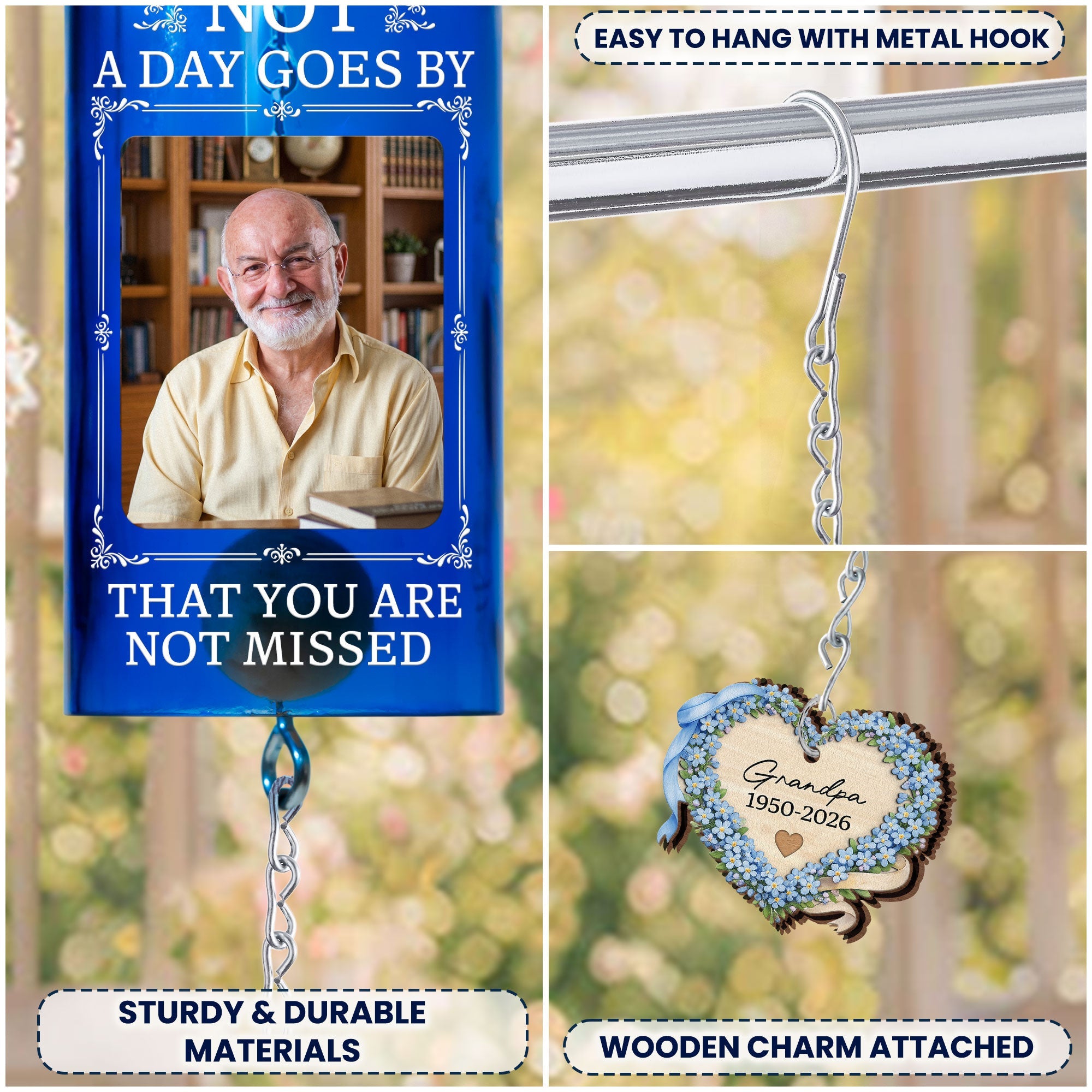 Not A Day Goes By That You Are Not Missed Sympathy Gift - Personalized Wind Chime
