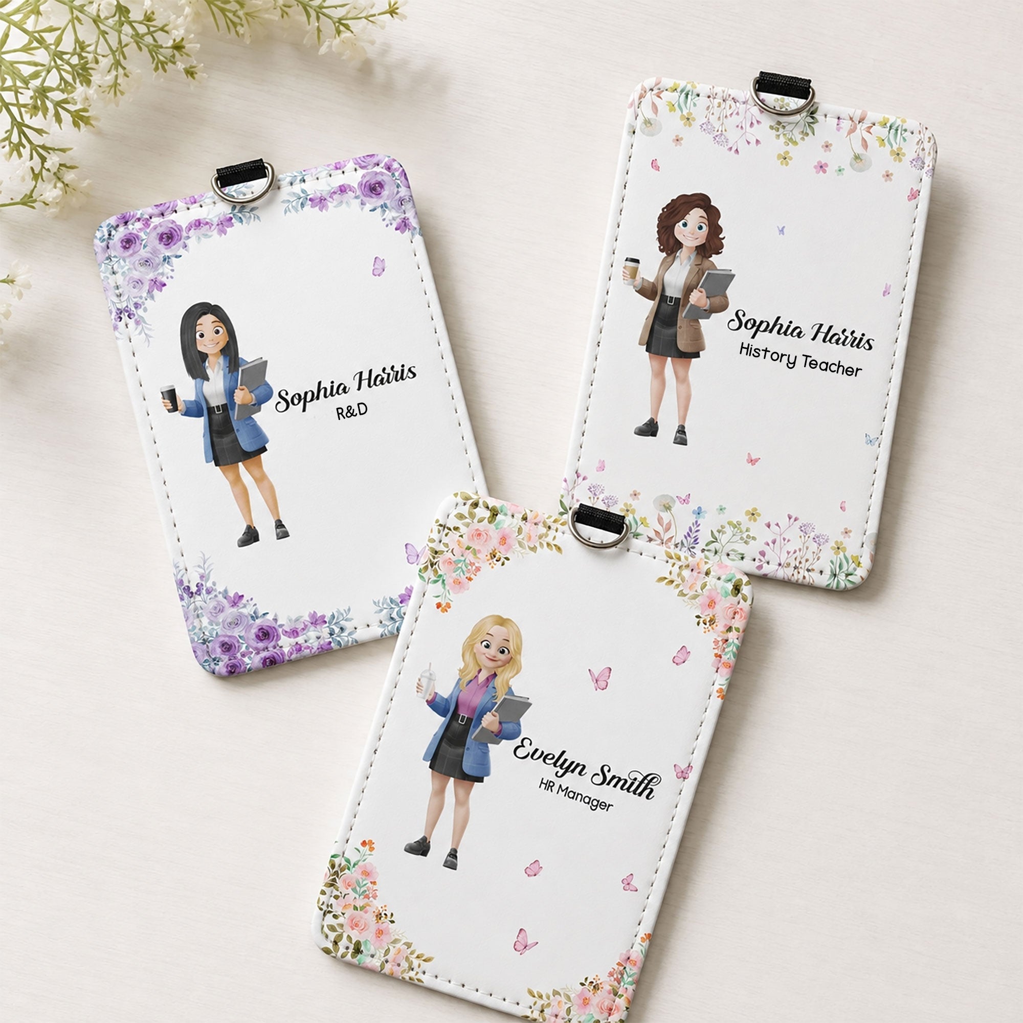 Office Cartoon Gift For Colleagues, Coworkers, Boss, Teacher - Personalized Badge Holder