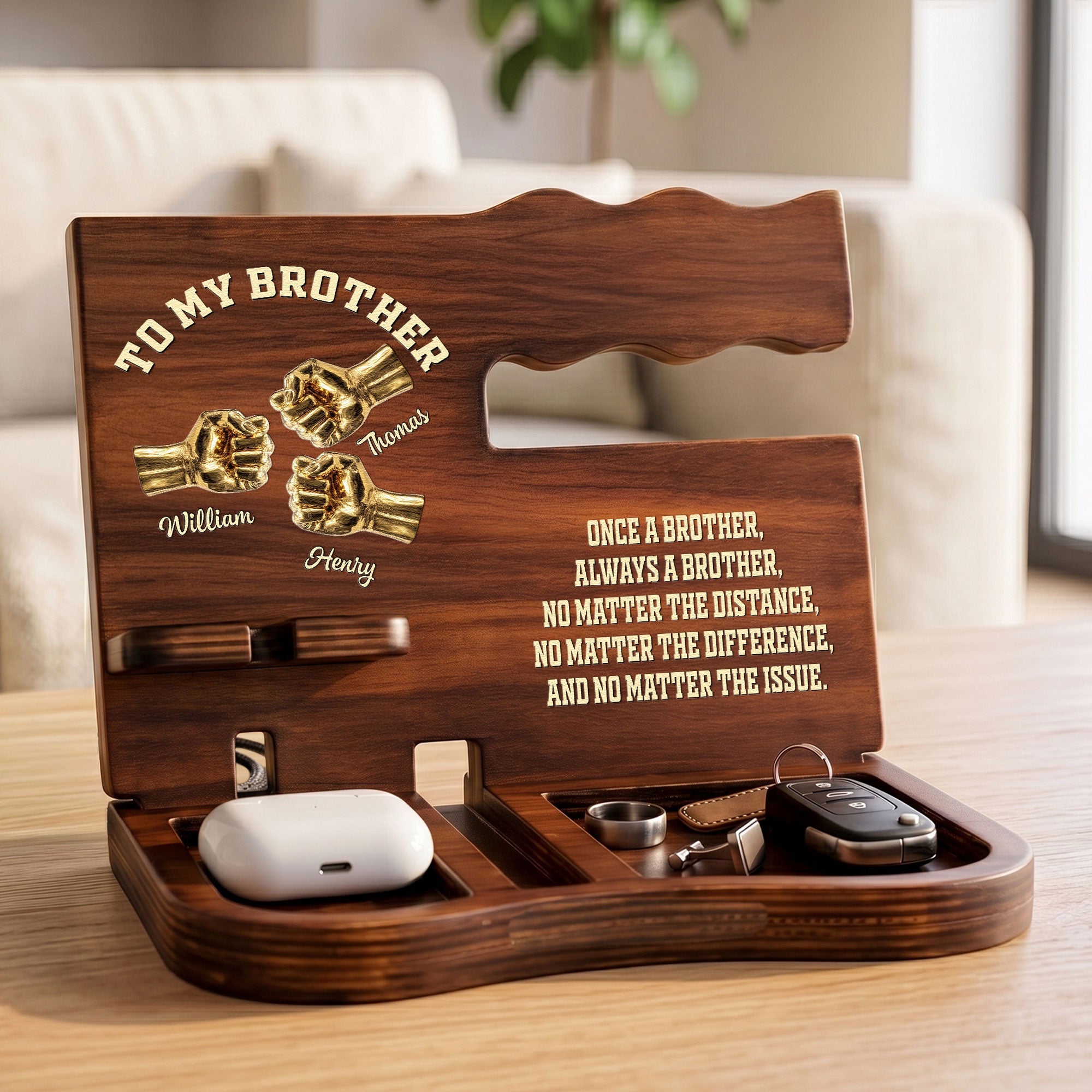 Once A Brother, Always A Brother, No Matter The Distance - Personalized Desk Organizer