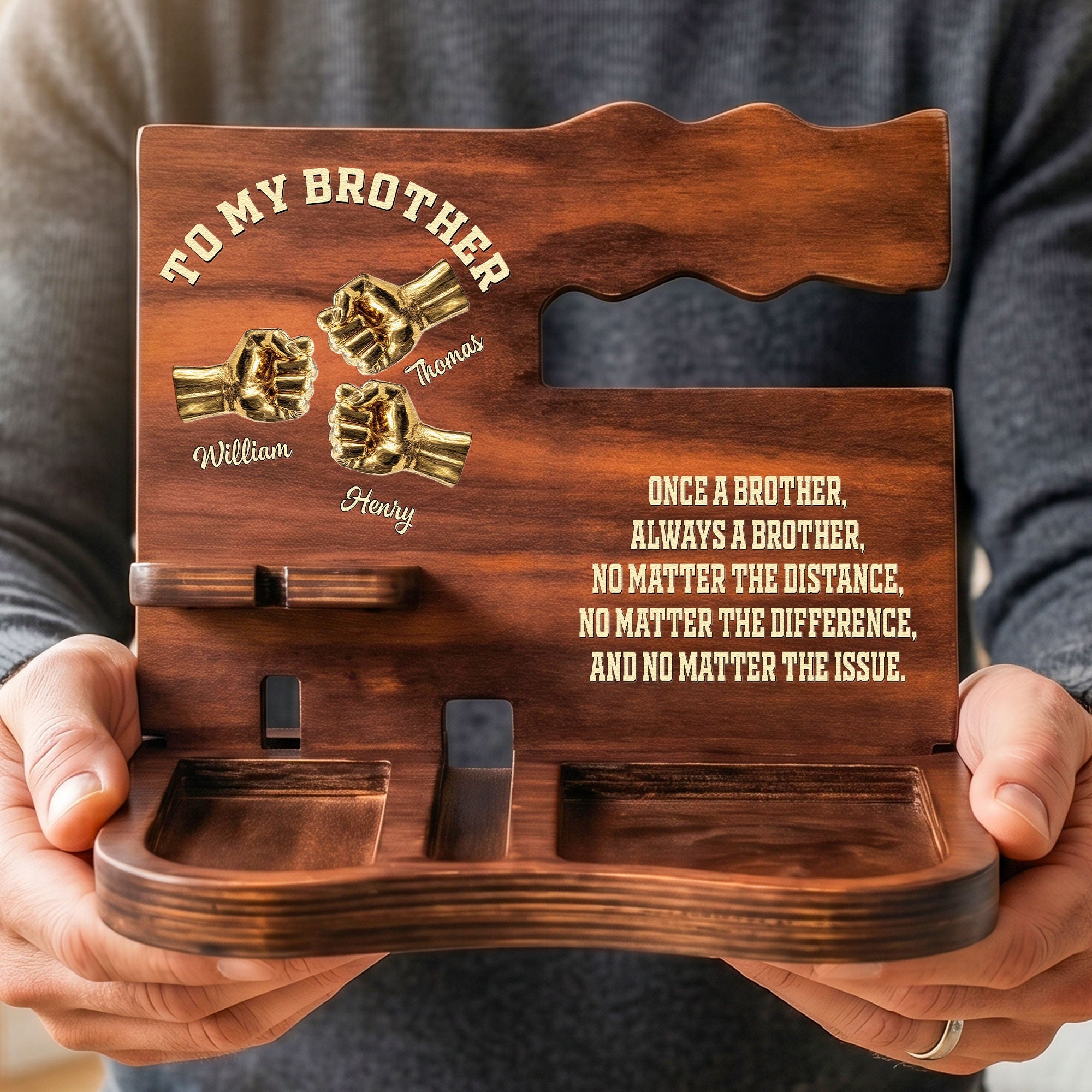 Once A Brother, Always A Brother, No Matter The Distance - Personalized Desk Organizer