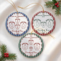 Our First Christmas As A Family Of Three, Four, Five, Six Striped Pattern - Personalized Ornament