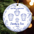 Our First Christmas As A Family Of Three, Four - Personalized Ceramic Ornament