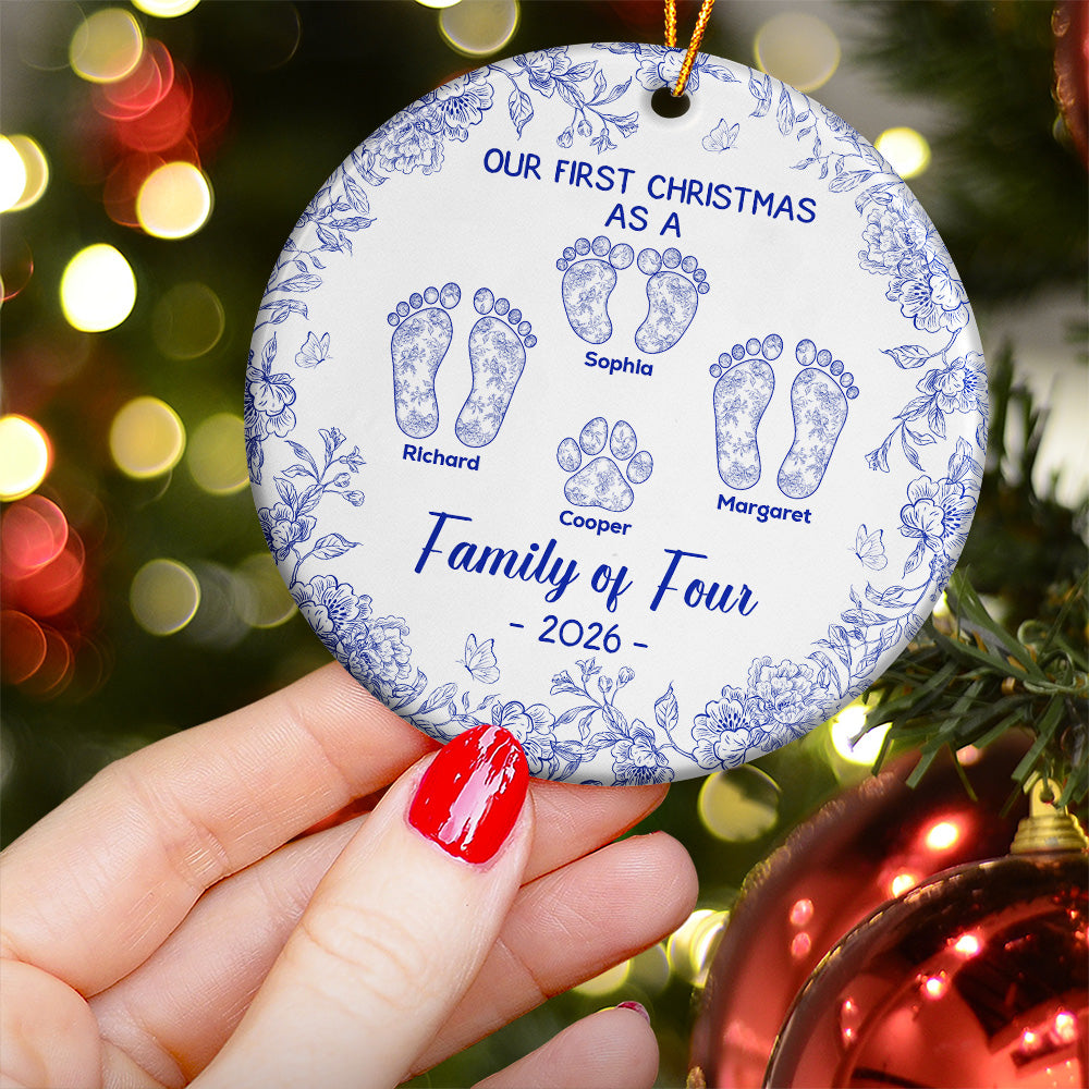Our First Christmas As A Family Of Three, Four - Personalized Ceramic Ornament