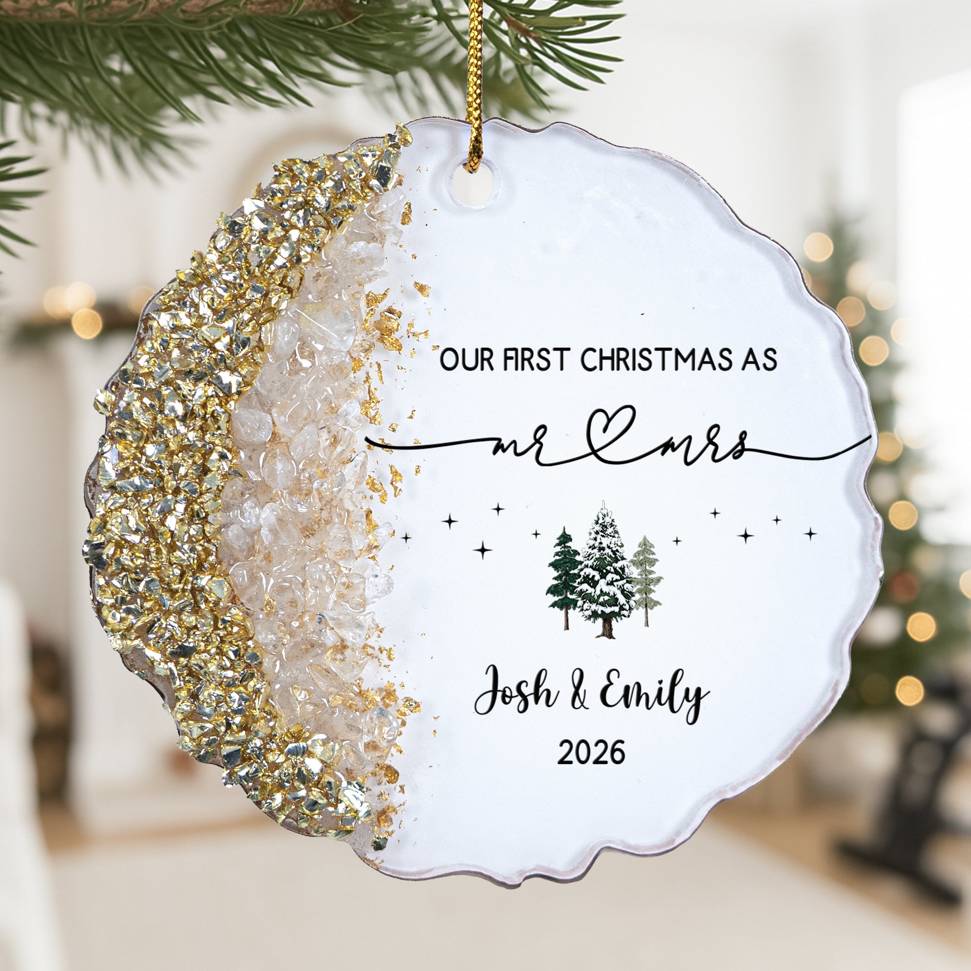Our First Christmas As Mr. & Mrs. - Wedding Gift Christmas Housewarming Keepsake - Personalized Resin Ornament