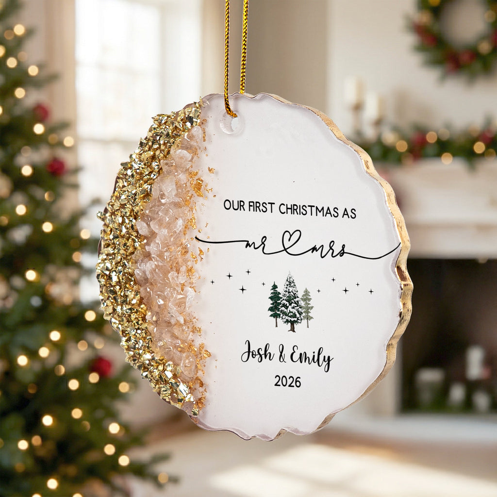 Our First Christmas As Mr. & Mrs. - Wedding Gift Christmas Housewarming Keepsake - Personalized Resin Ornament