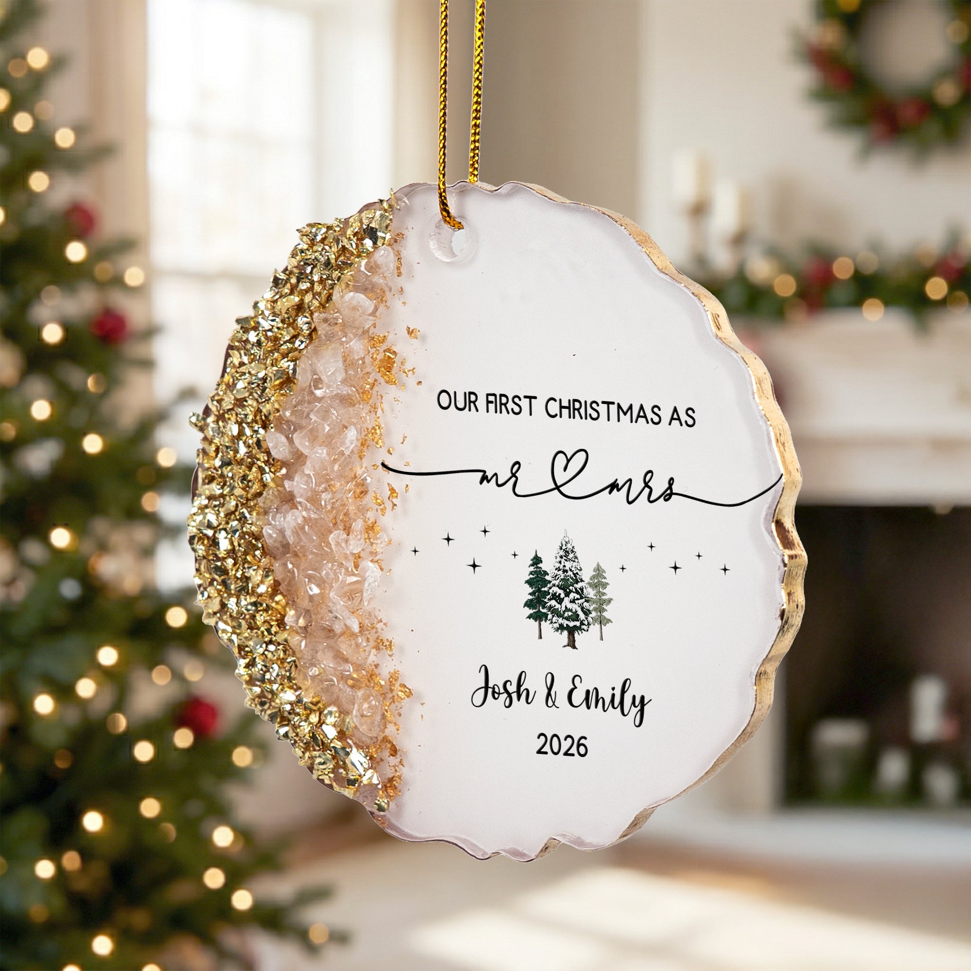 Our First Christmas As Mr. & Mrs. - Wedding Gift Christmas Housewarming Keepsake - Personalized Resin Ornament