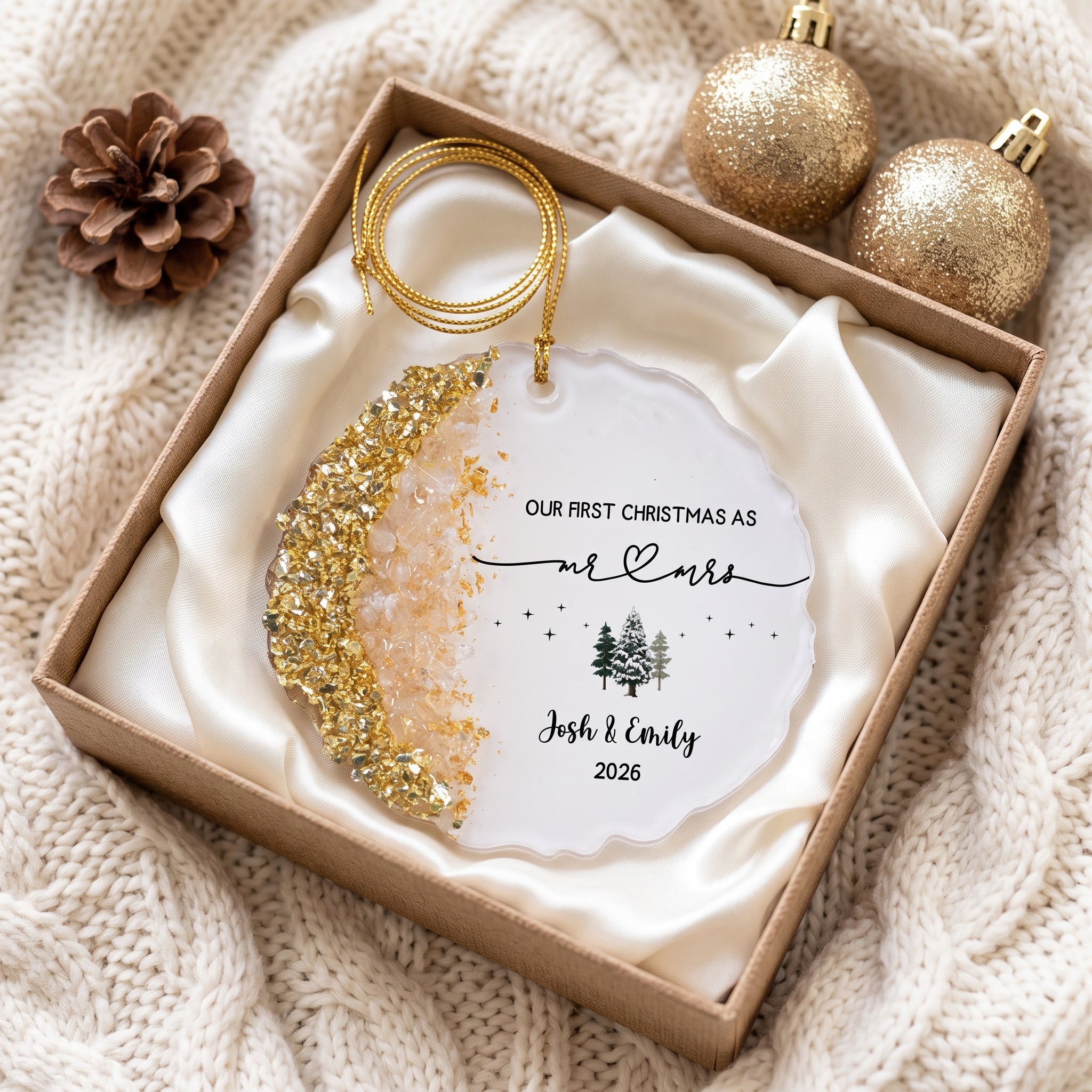 Our First Christmas As Mr. & Mrs. - Wedding Gift Christmas Housewarming Keepsake - Personalized Resin Ornament
