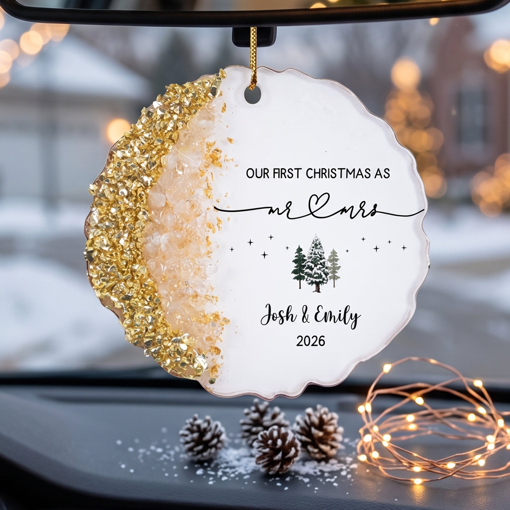 Our First Christmas As Mr. & Mrs. - Wedding Gift Christmas Housewarming Keepsake - Personalized Resin Ornament