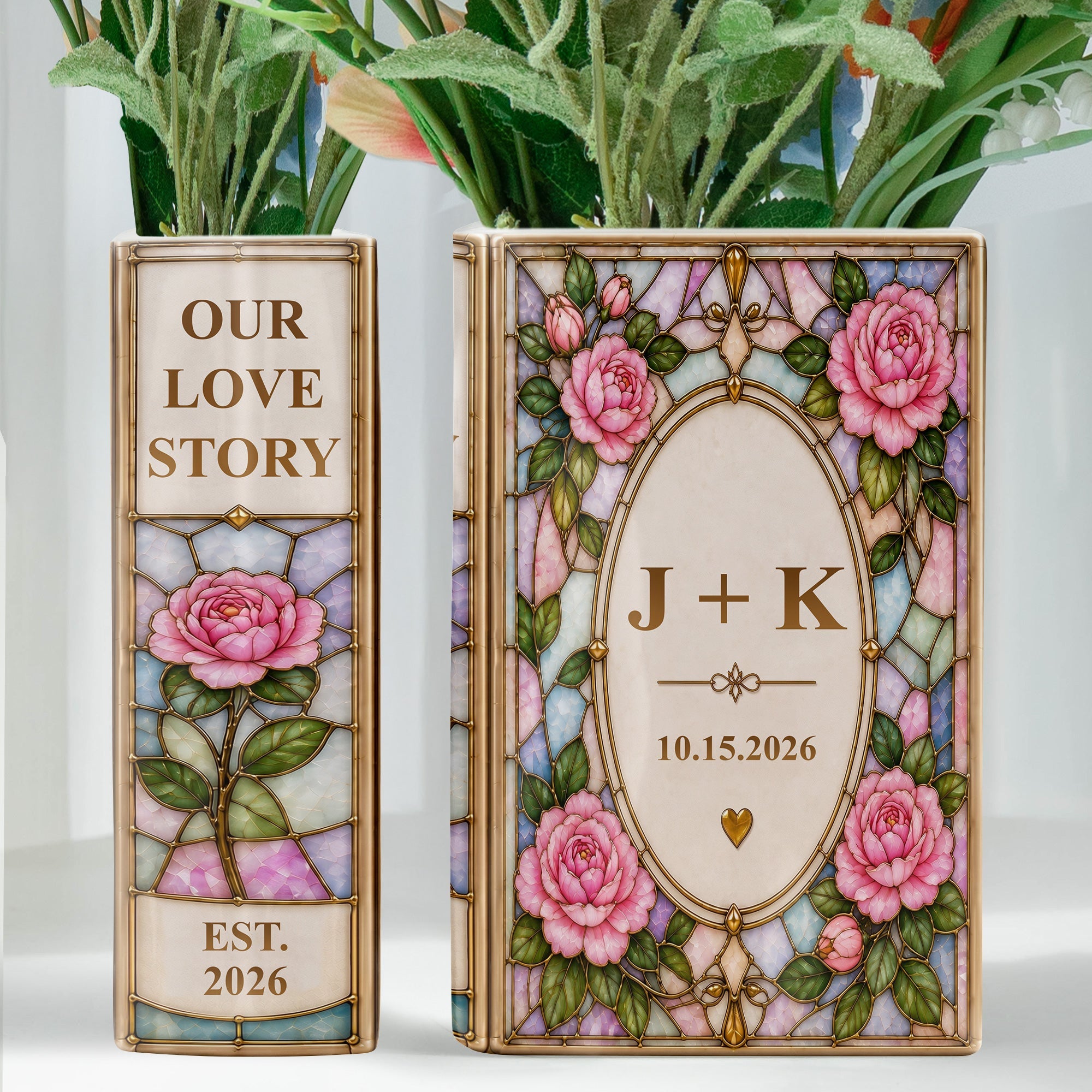 Our Love Story - Custom Anniversary Gift For Couples - Personalized Vase