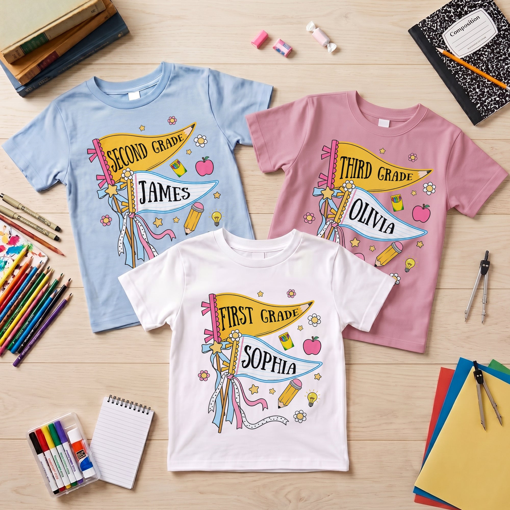 Pencil Back To School Custom Pennant - Personalized Shirt
