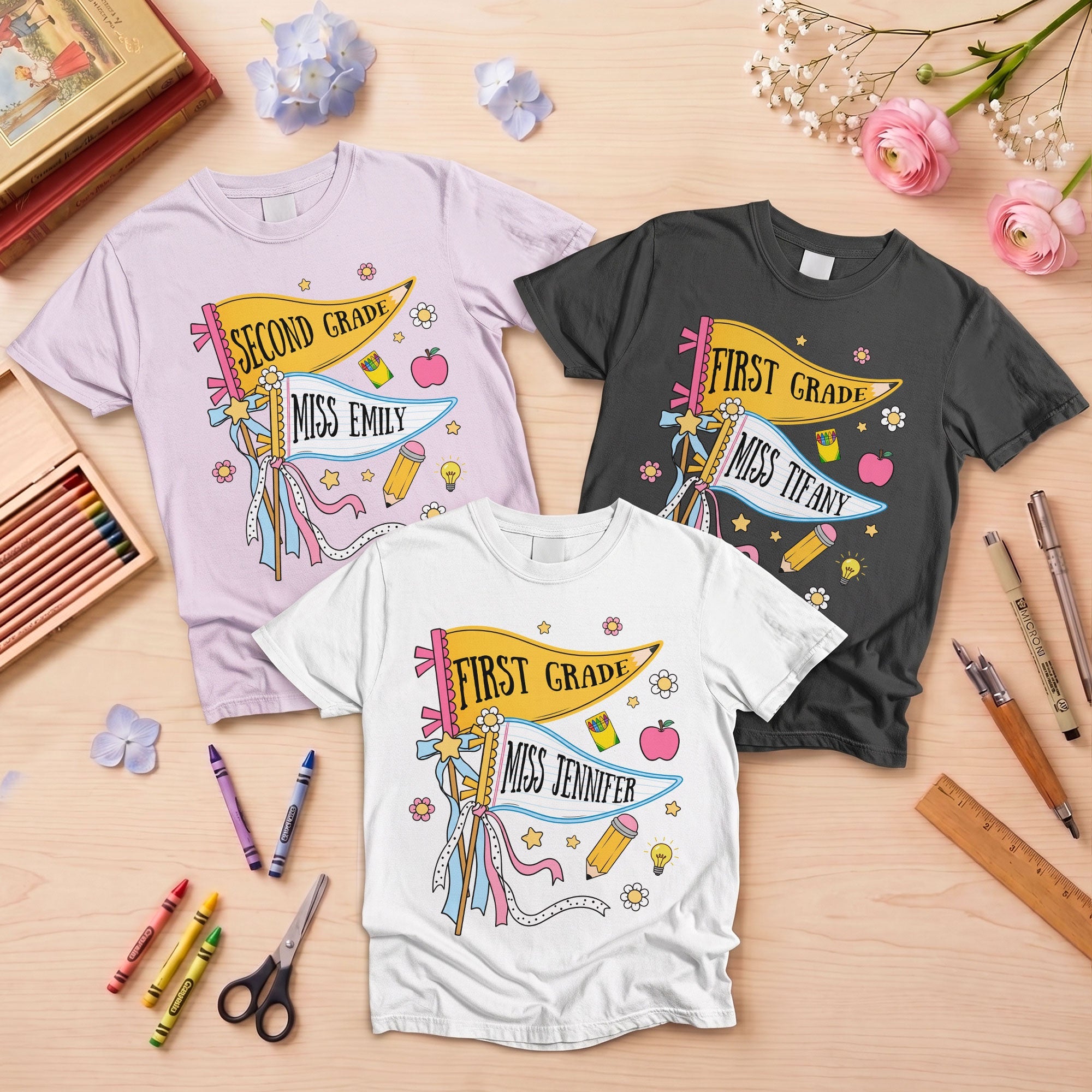 Pencil Back To School Teacher Custom Pennant - Personalized Shirt