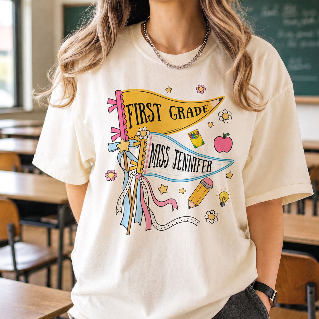 Pencil Back To School Teacher Custom Pennant - Personalized Shirt