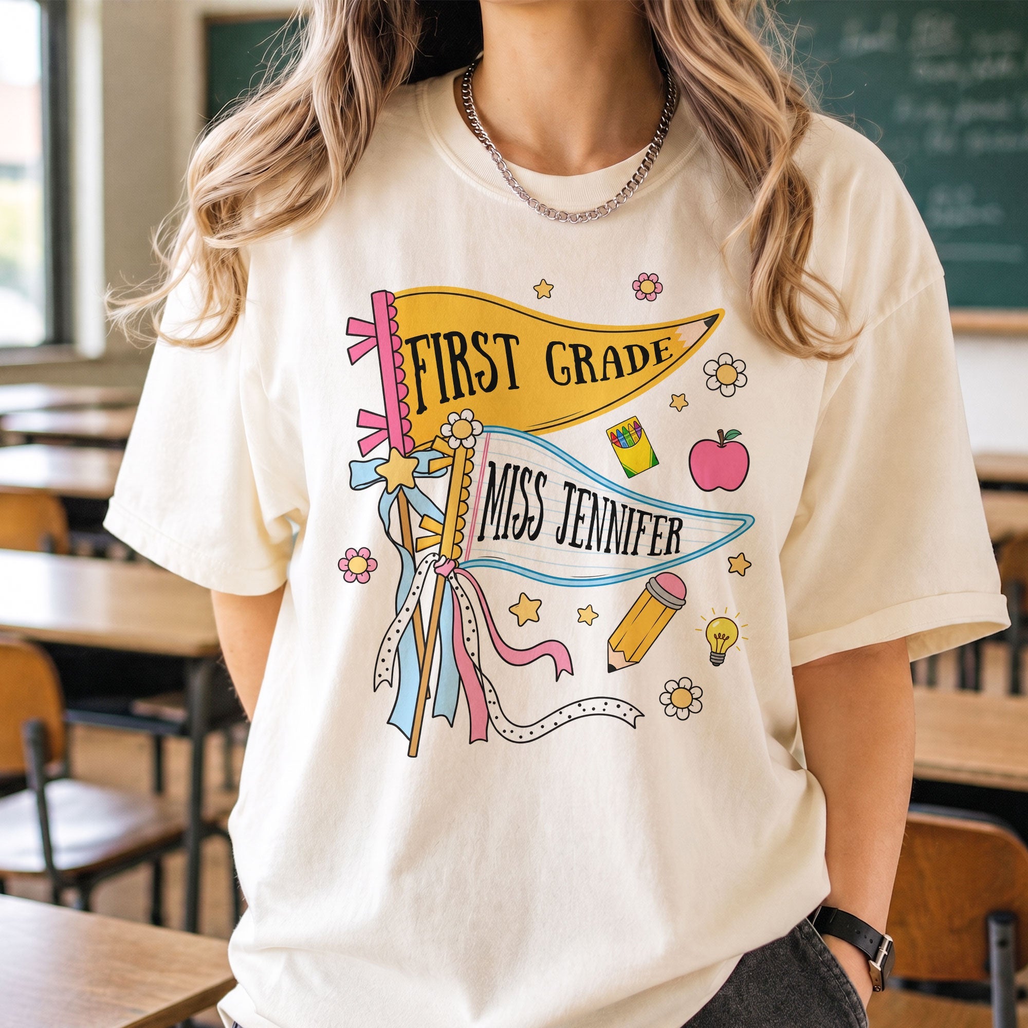 Pencil Back To School Teacher Custom Pennant - Personalized Shirt