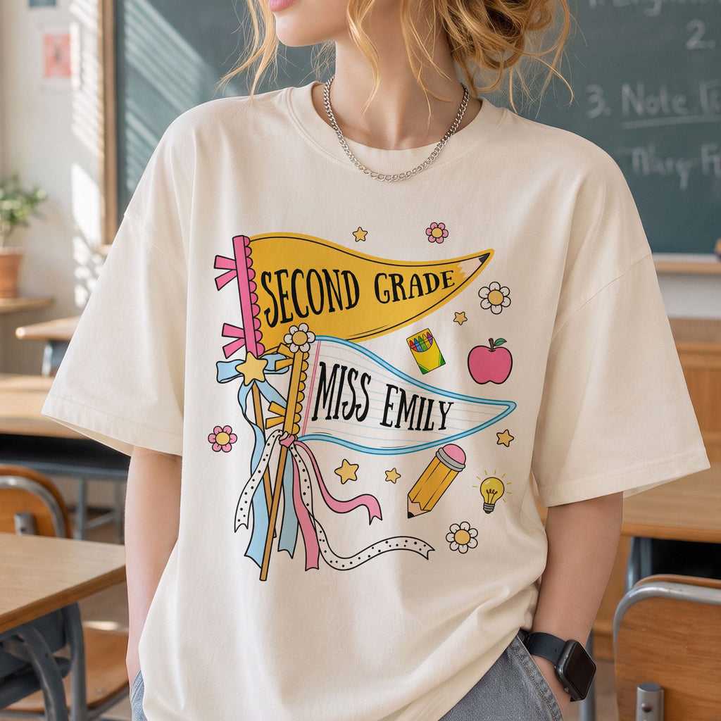Pencil Back To School Teacher Custom Pennant - Personalized Shirt