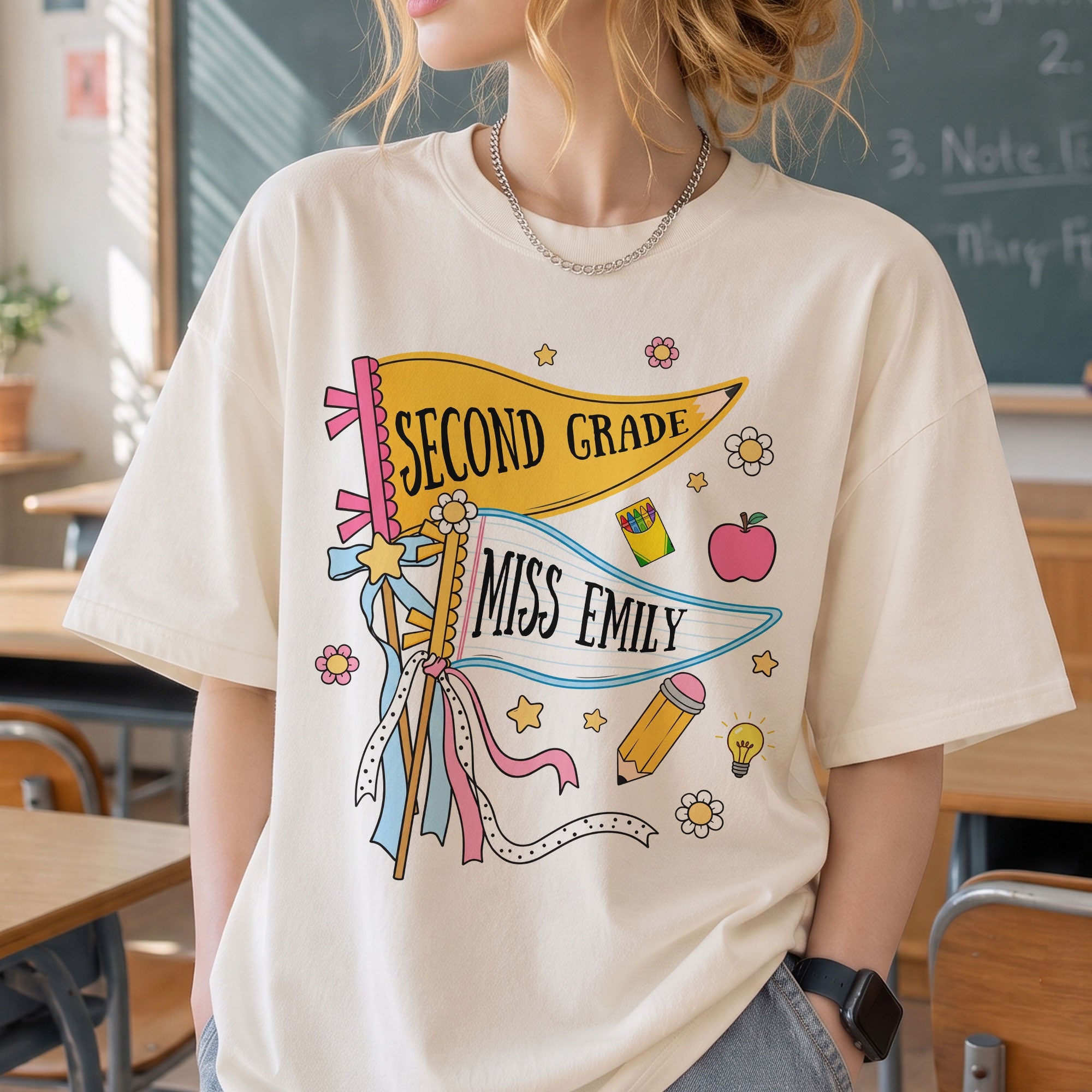 Pencil Back To School Teacher Custom Pennant - Personalized Shirt