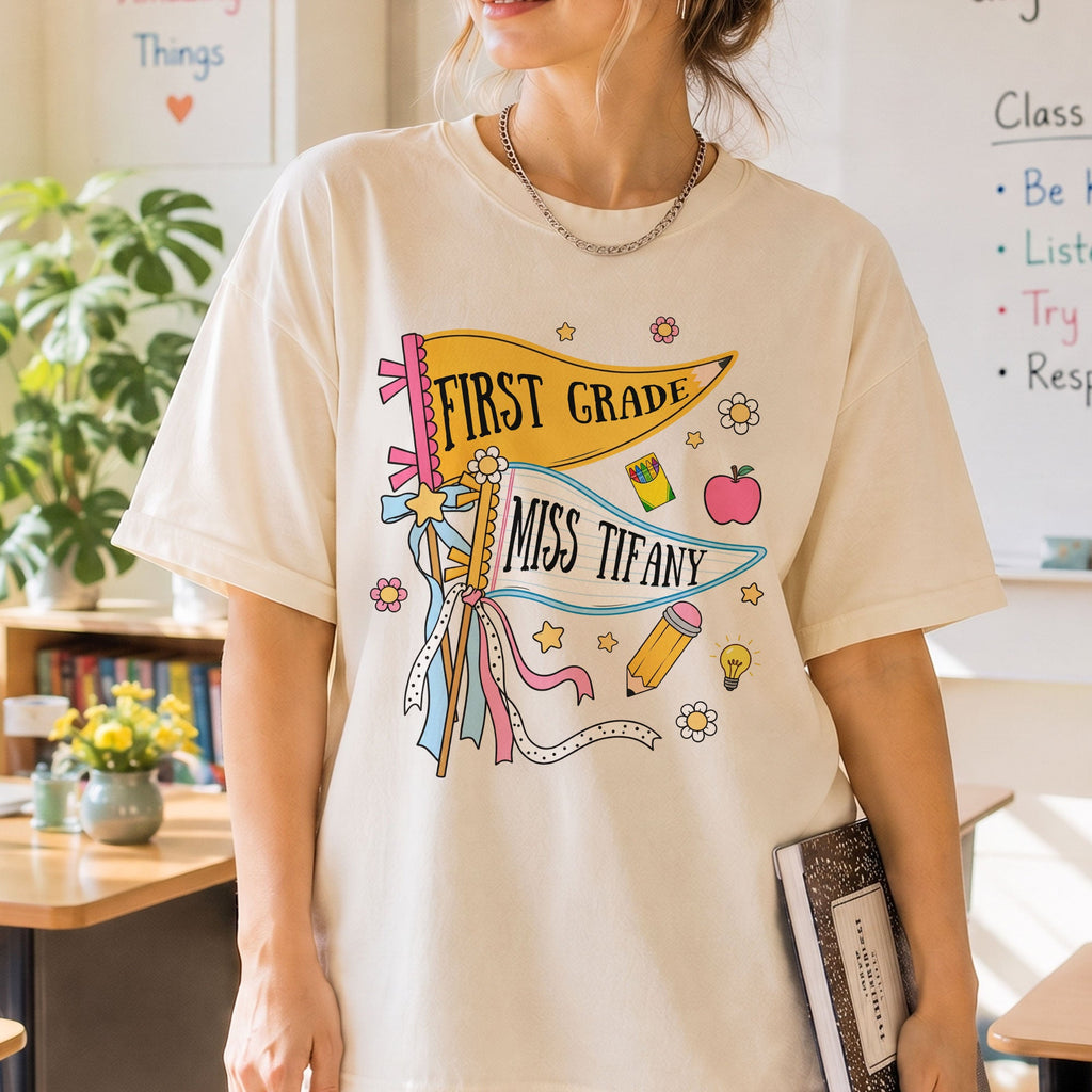Pencil Back To School Teacher Custom Pennant - Personalized Shirt