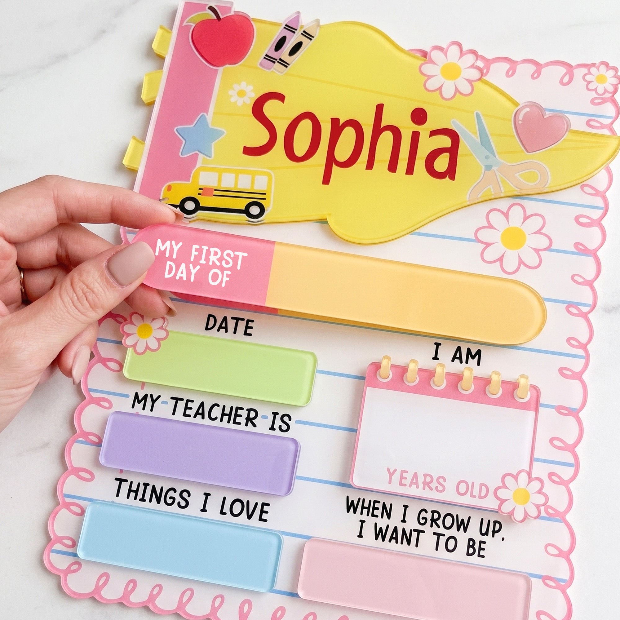 Pennant Design Back To School Milestone - Personalized First And Last Day School Sign