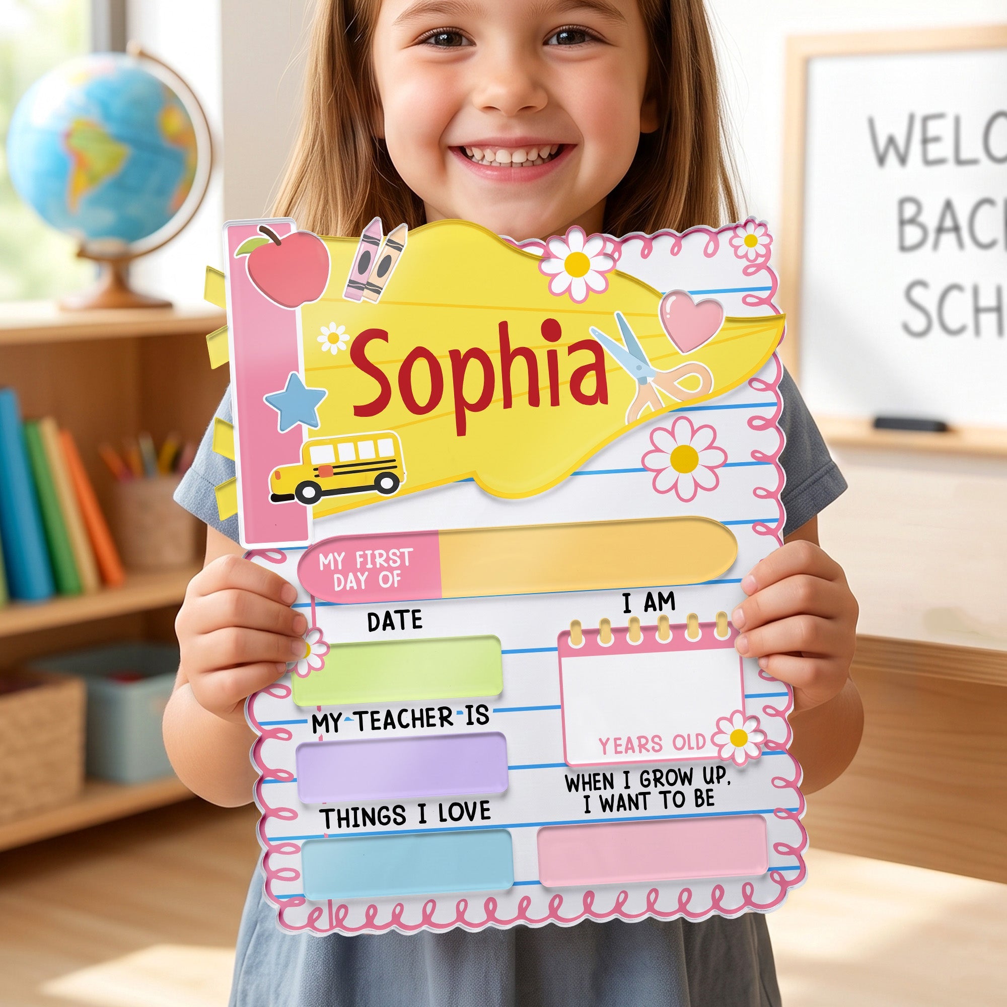 Pennant Design Back To School Milestone - Personalized First And Last Day School Sign