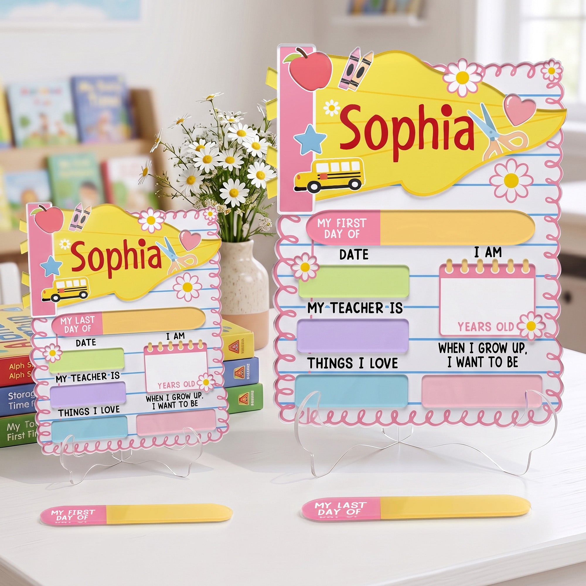 Pennant Design Back To School Milestone - Personalized First And Last Day School Sign