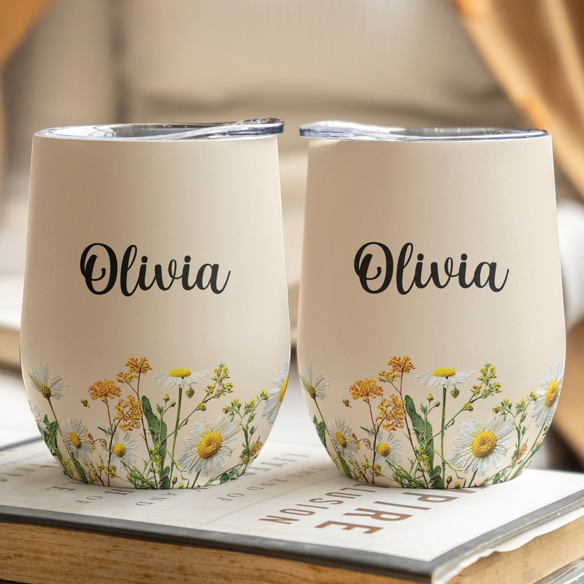 Personalized Birth Flower Gift Son Her Daughter Friend - Personalized Wine Tumbler