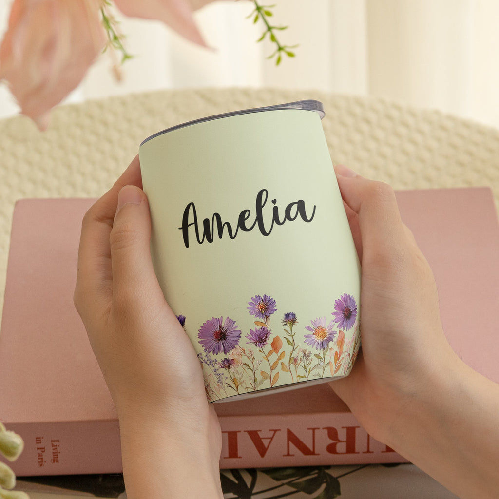 Personalized Birth Flower Gift Son Her Daughter Friend - Personalized Wine Tumbler