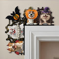 Pet Peeking Halloween Decor Door Corner Woodsign - Personalized Door Corner Decor