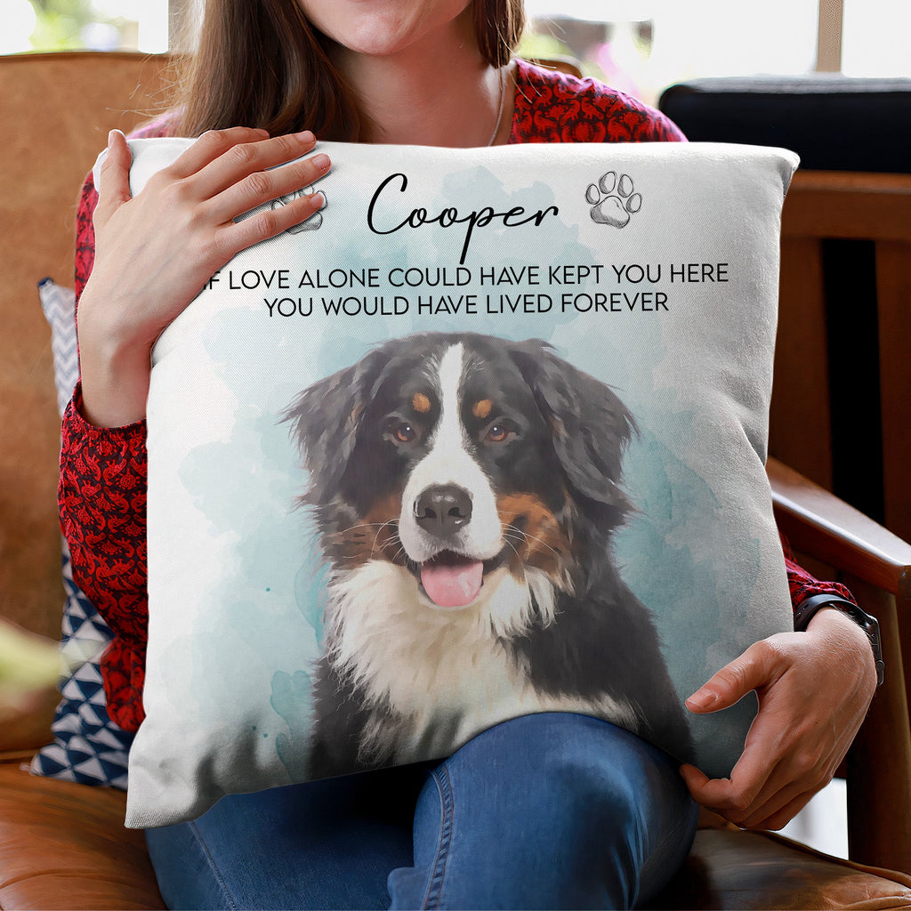 Pet Memorial Keepsake Custom Pet Portrait Watercolor Art - Personalized Pillow