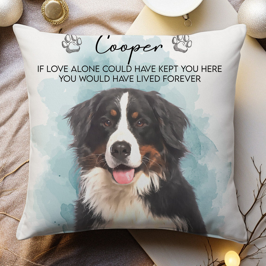 Pet Memorial Keepsake Custom Pet Portrait Watercolor Art - Personalized Pillow