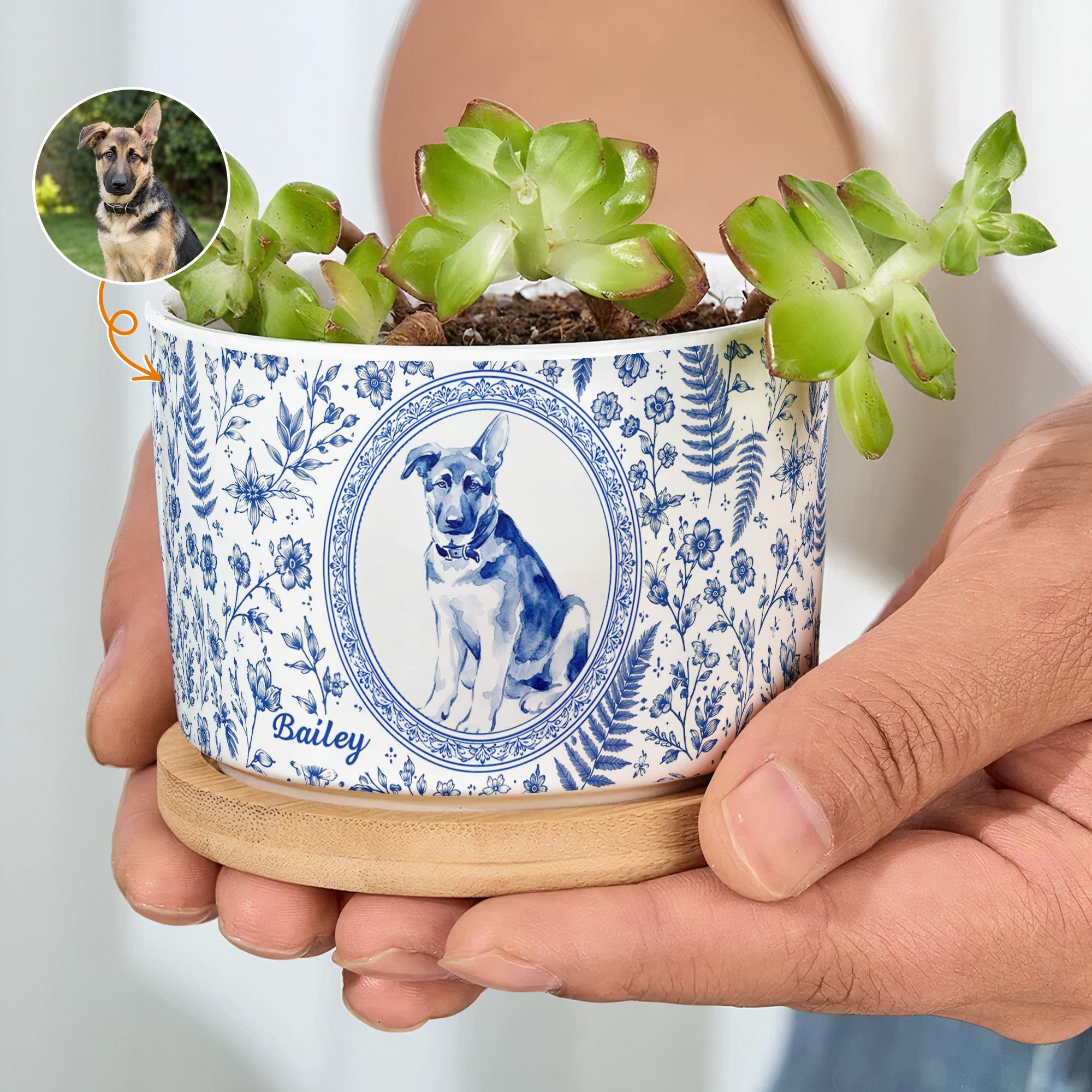 Pet Portrait Planter Home Decor, Pet Memorial Remembrance - Personalized Plant Pot