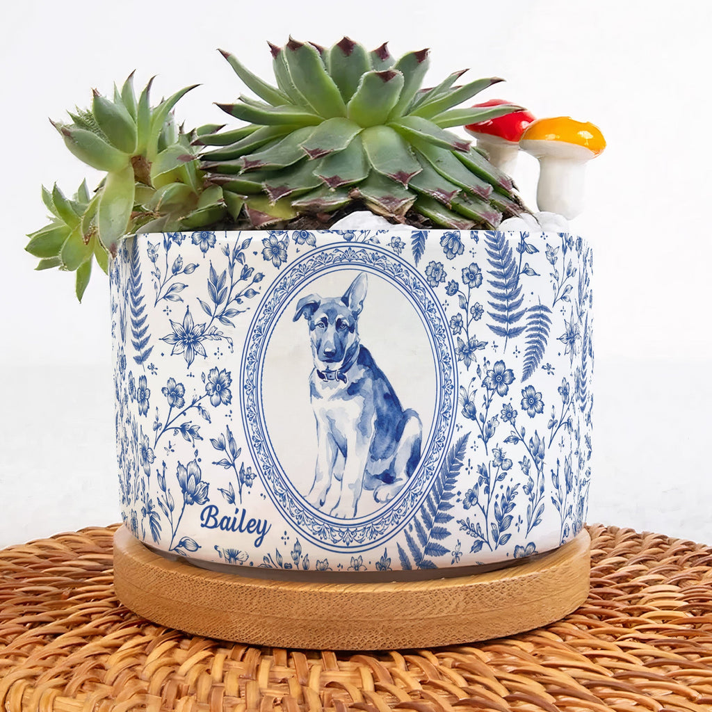 Pet Portrait Planter Home Decor, Pet Memorial Remembrance - Personalized Plant Pot