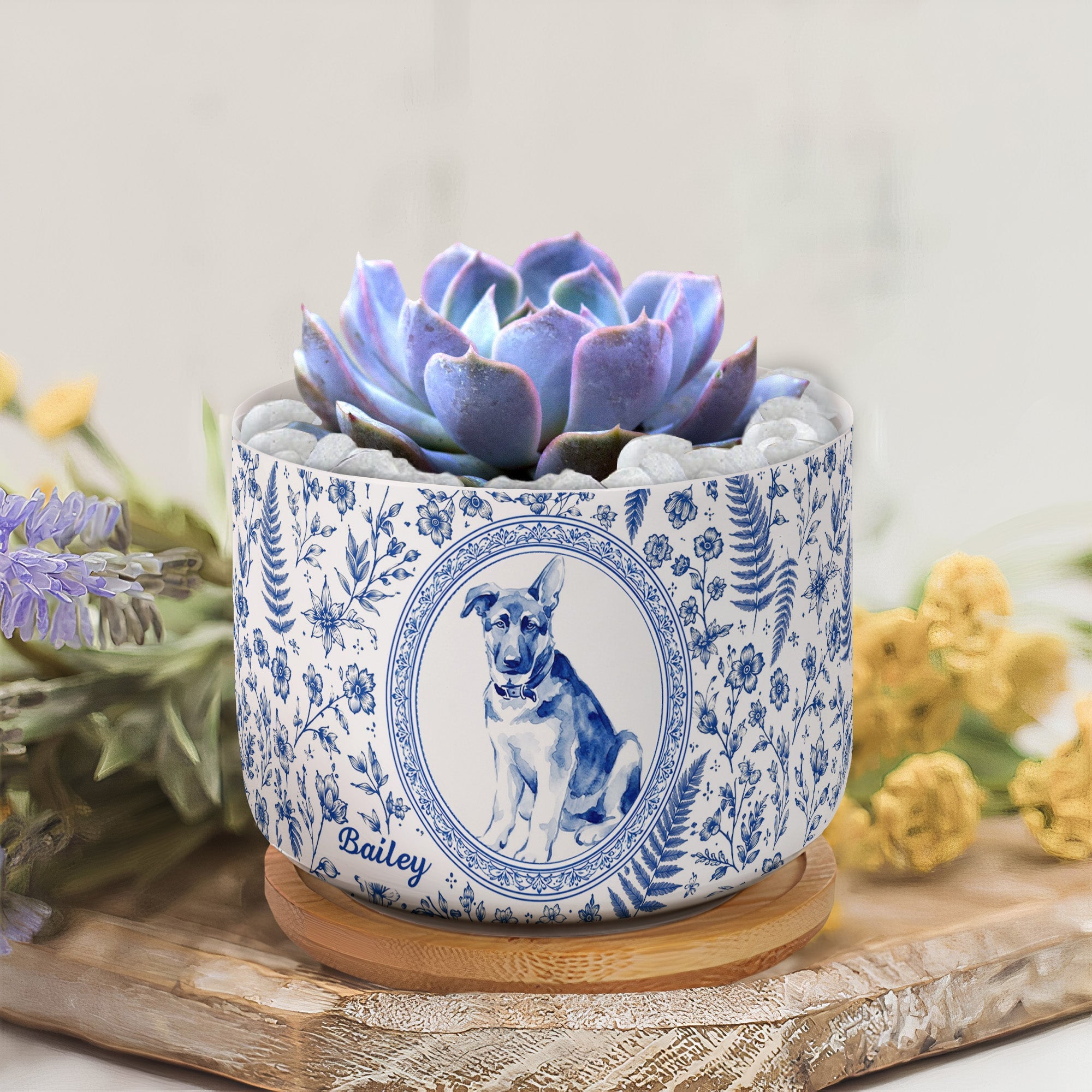 Pet Portrait Planter Home Decor, Pet Memorial Remembrance - Personalized Plant Pot