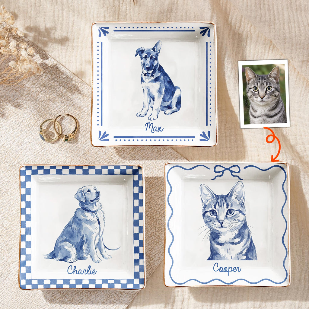 Pet Portrait Water Color - Personalized Jewelry Dish