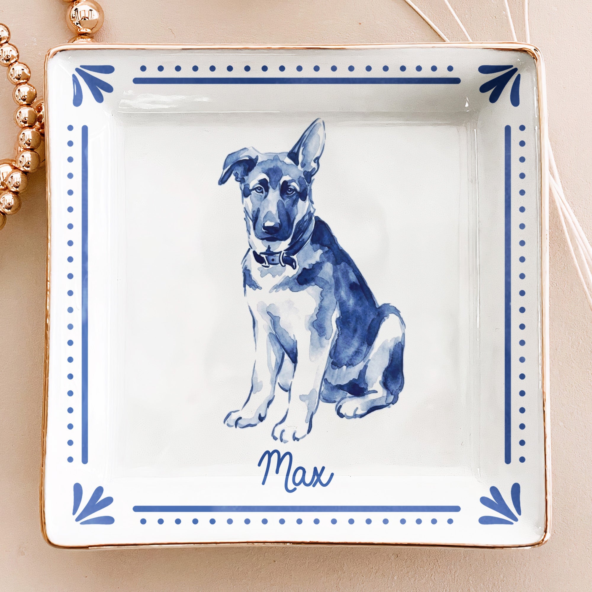 Pet Portrait Water Color - Personalized Jewelry Dish