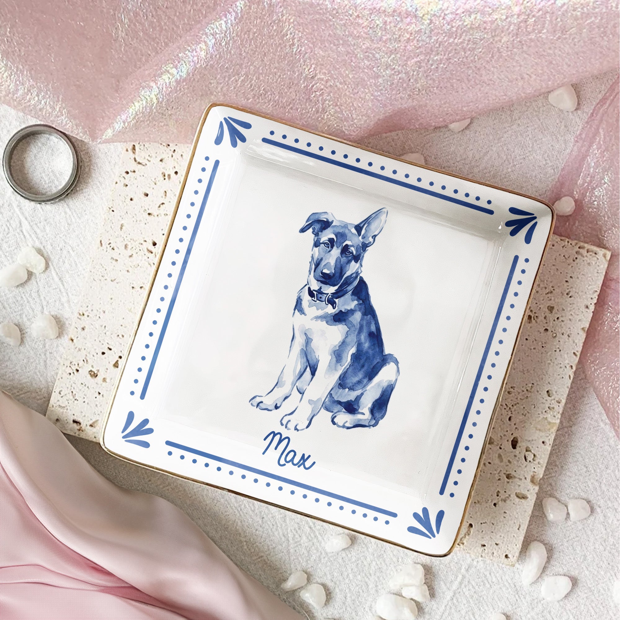 Pet Portrait Water Color - Personalized Jewelry Dish