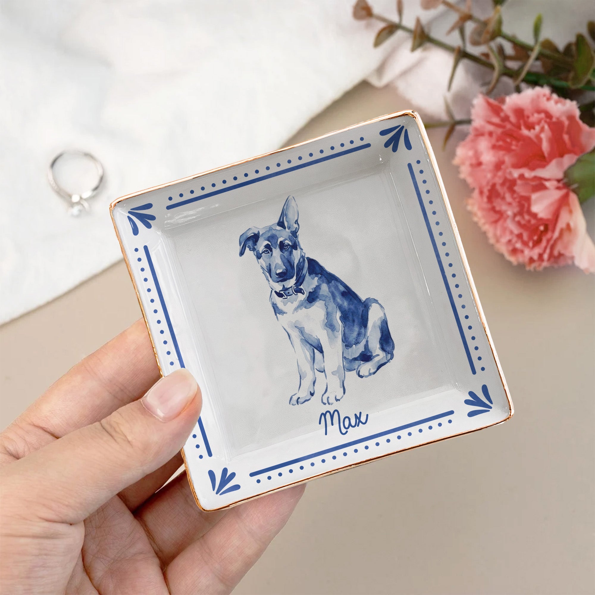 Pet Portrait Water Color - Personalized Jewelry Dish