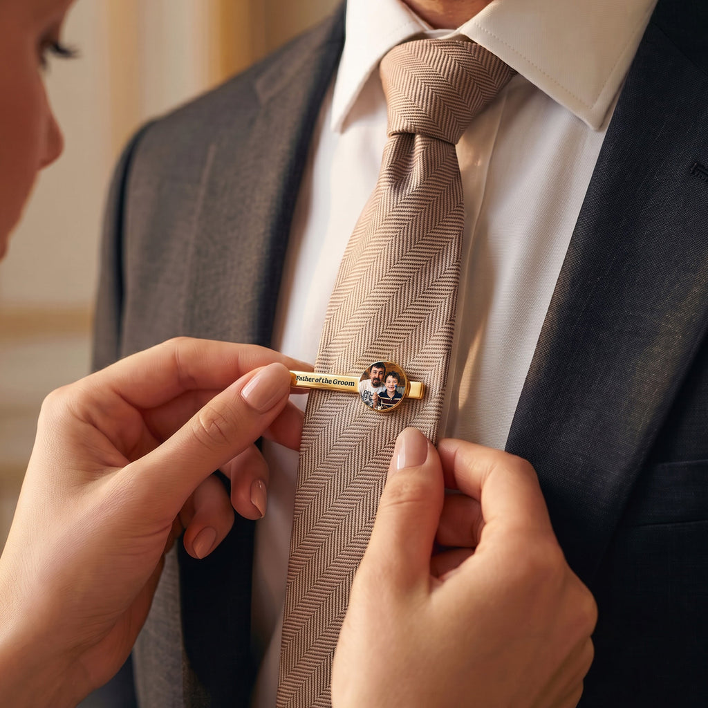 Photo Tie Clip Wedding Gift For Dad, Husband, Groom, Groomsman - Personalized Tie Clip